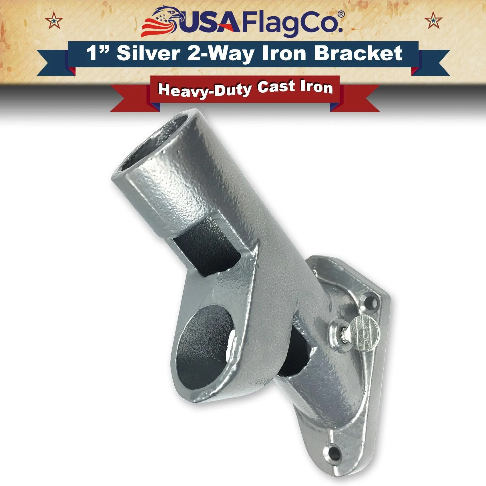 ROGUE™ Silver Cast Iron Flag Pole Bracket (1-inch Diameter)