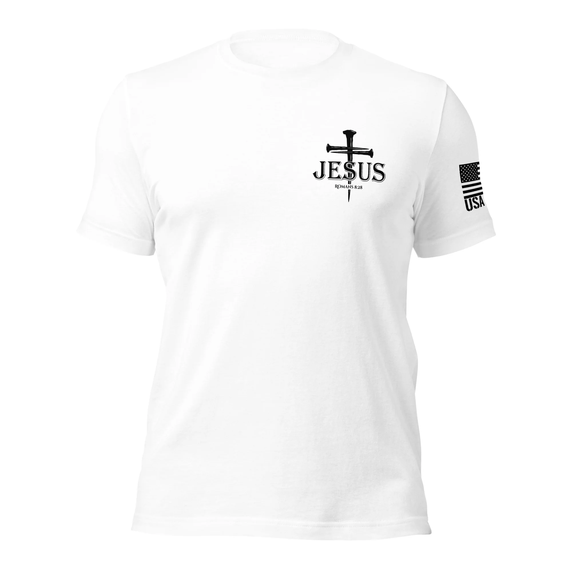 Romans 8:28 T-Shirt | Christian Bible Verse DTG Print - Image 2