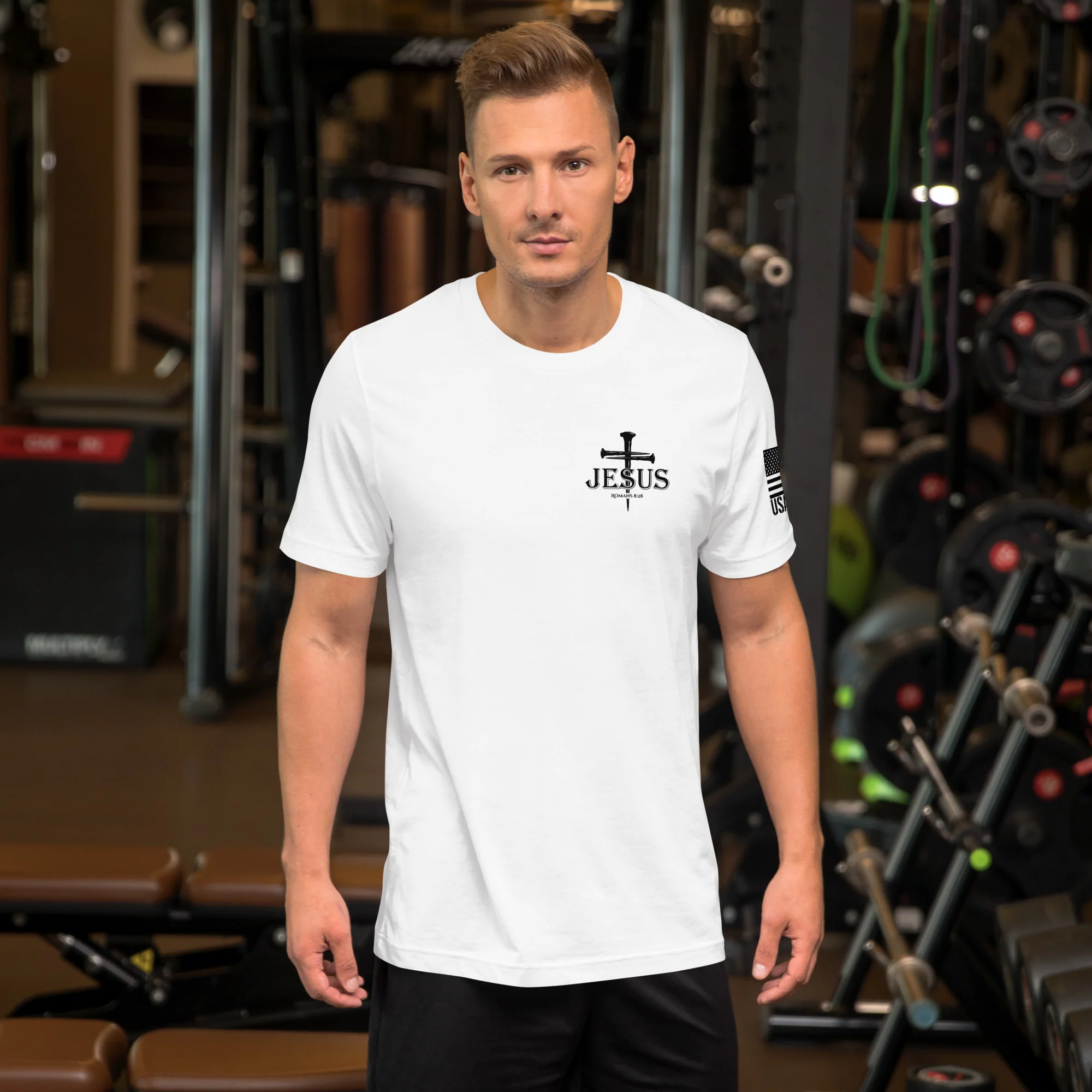 Romans 8:28 T-Shirt | Christian Bible Verse DTG Print - Image 5