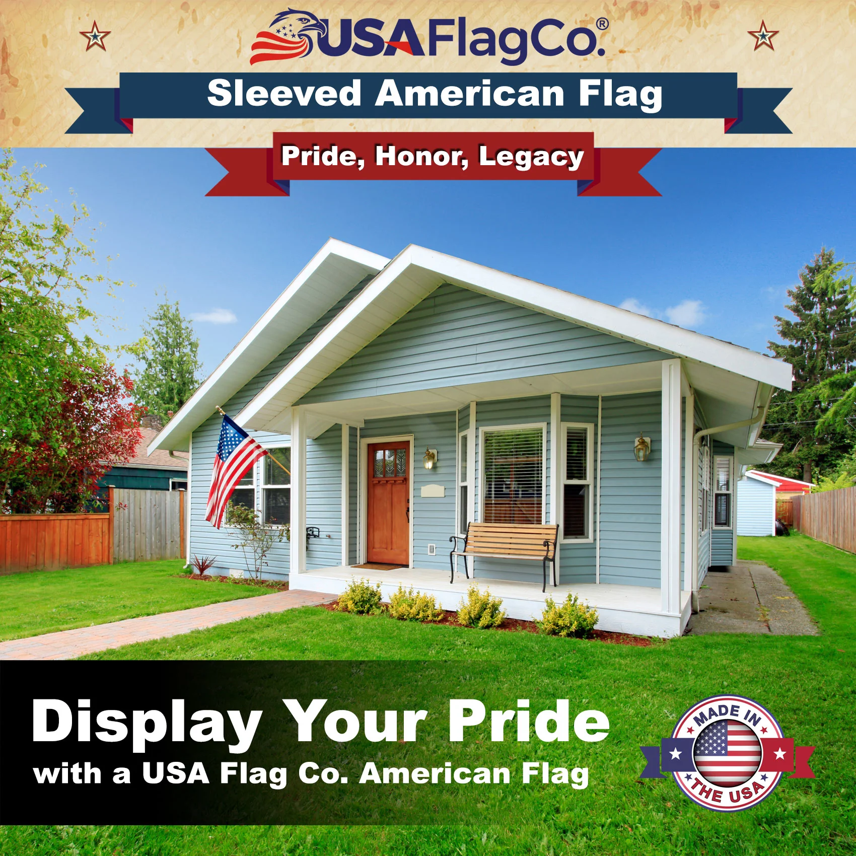 Sleeved American Flag - Embroidered Stars & Sewn Stripes - Image 6