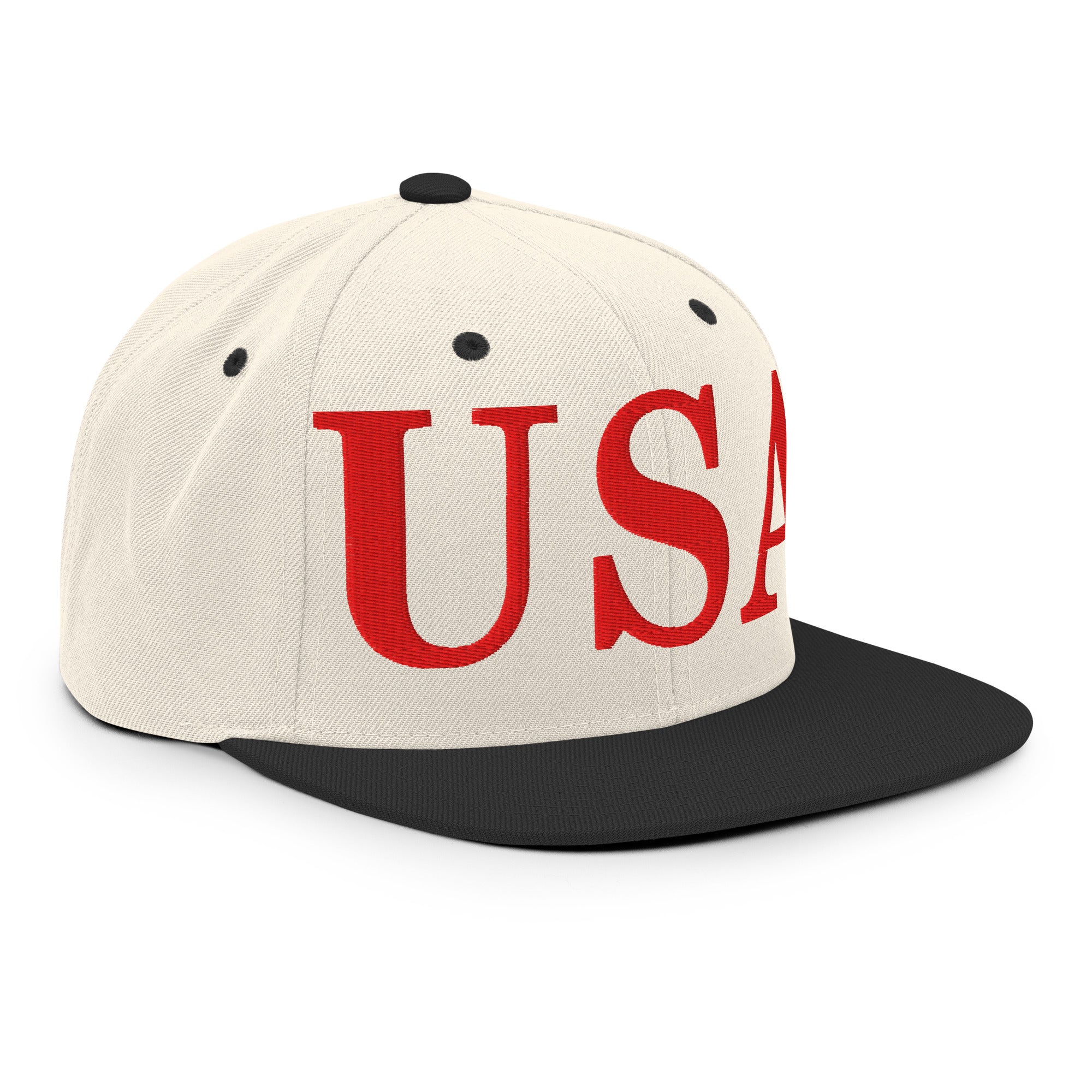 USA Embroidered Snapback Hat | Red USA Text - Image 100