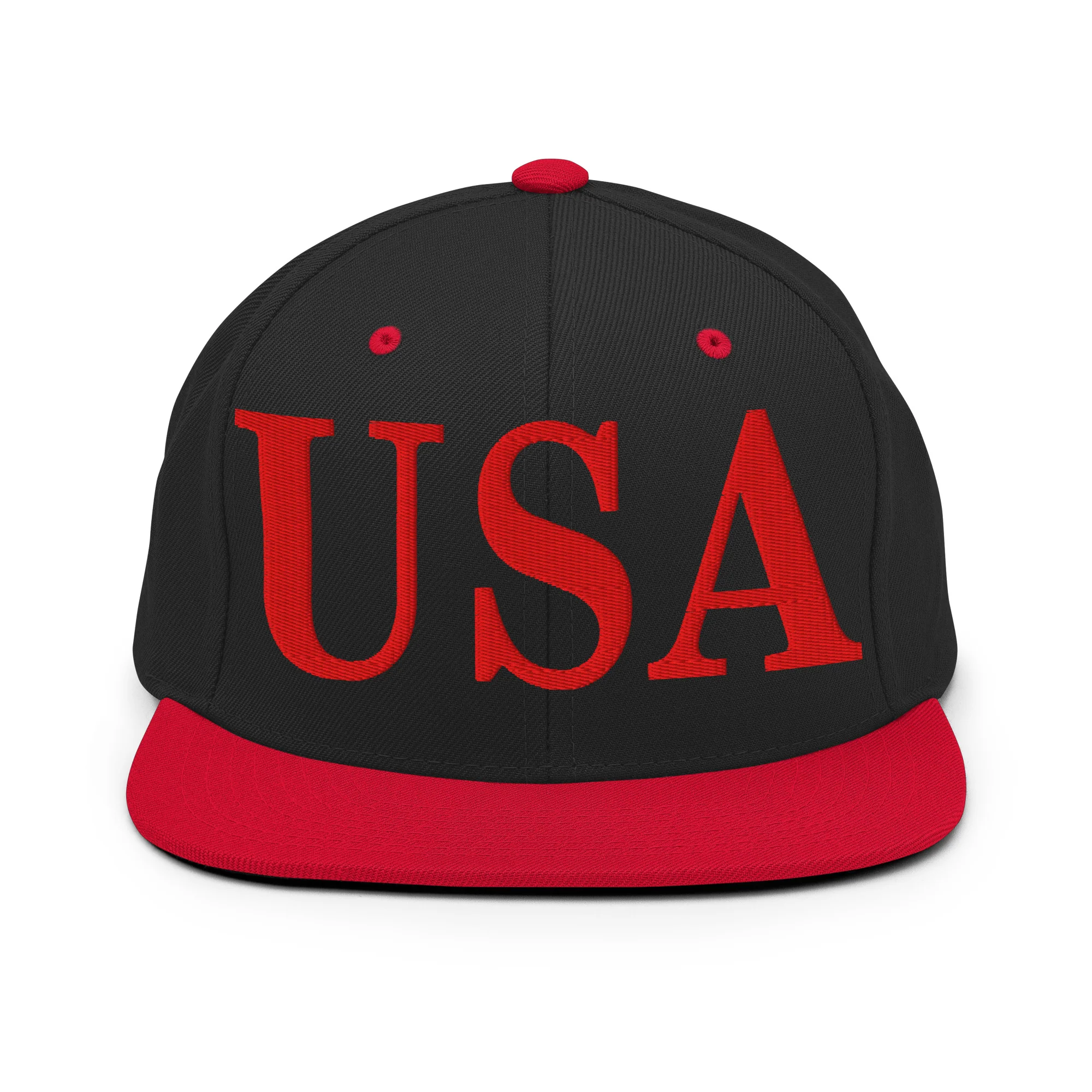 USA Embroidered Snapback Hat | Red USA Text - Image 30