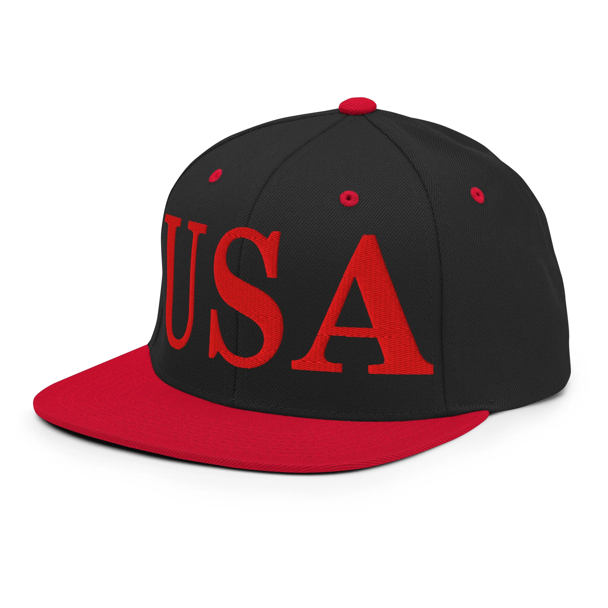 USA Embroidered Snapback Hat | Red USA Text - Image 32