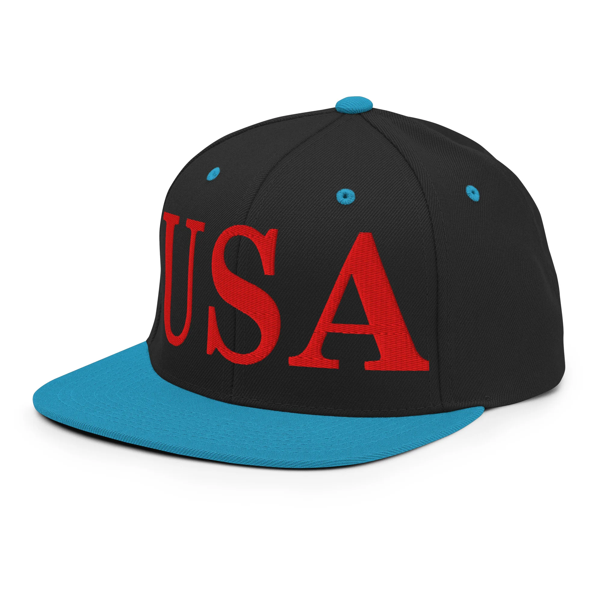 USA Embroidered Snapback Hat | Red USA Text - Image 38