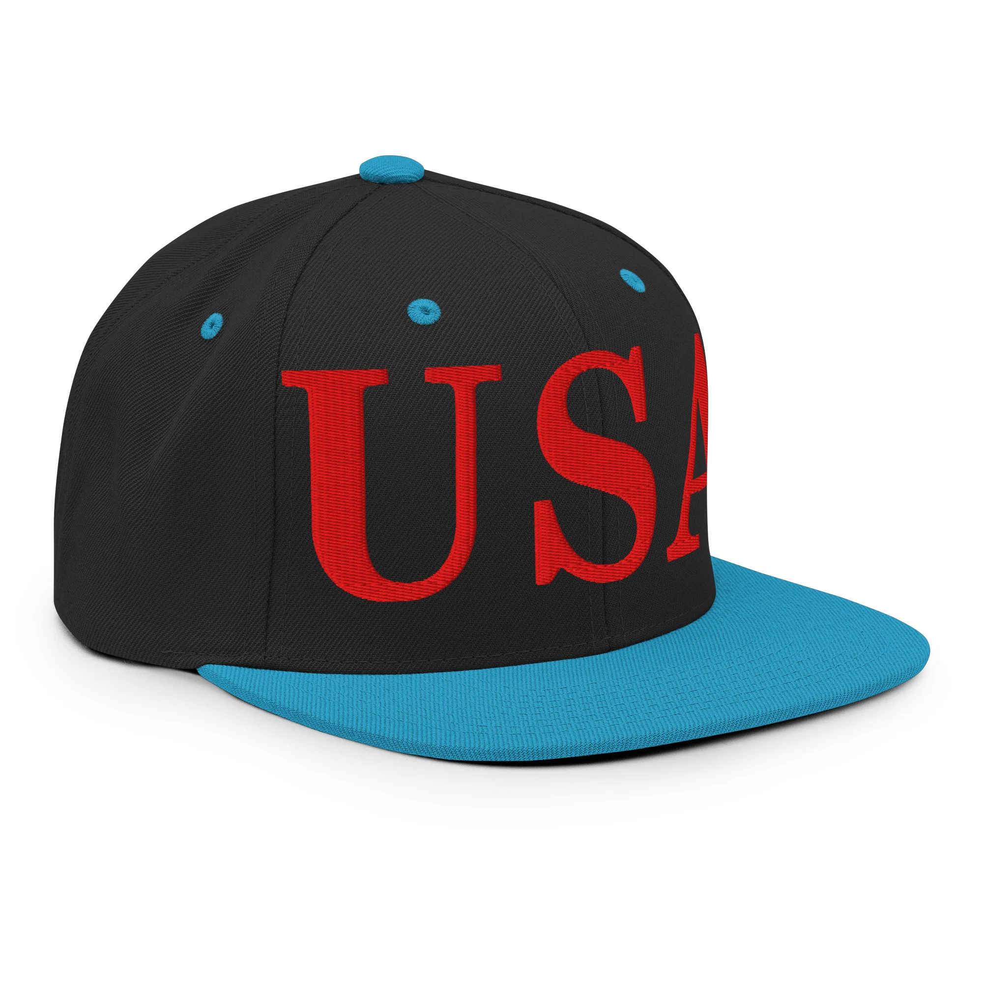 USA Embroidered Snapback Hat | Red USA Text - Image 40
