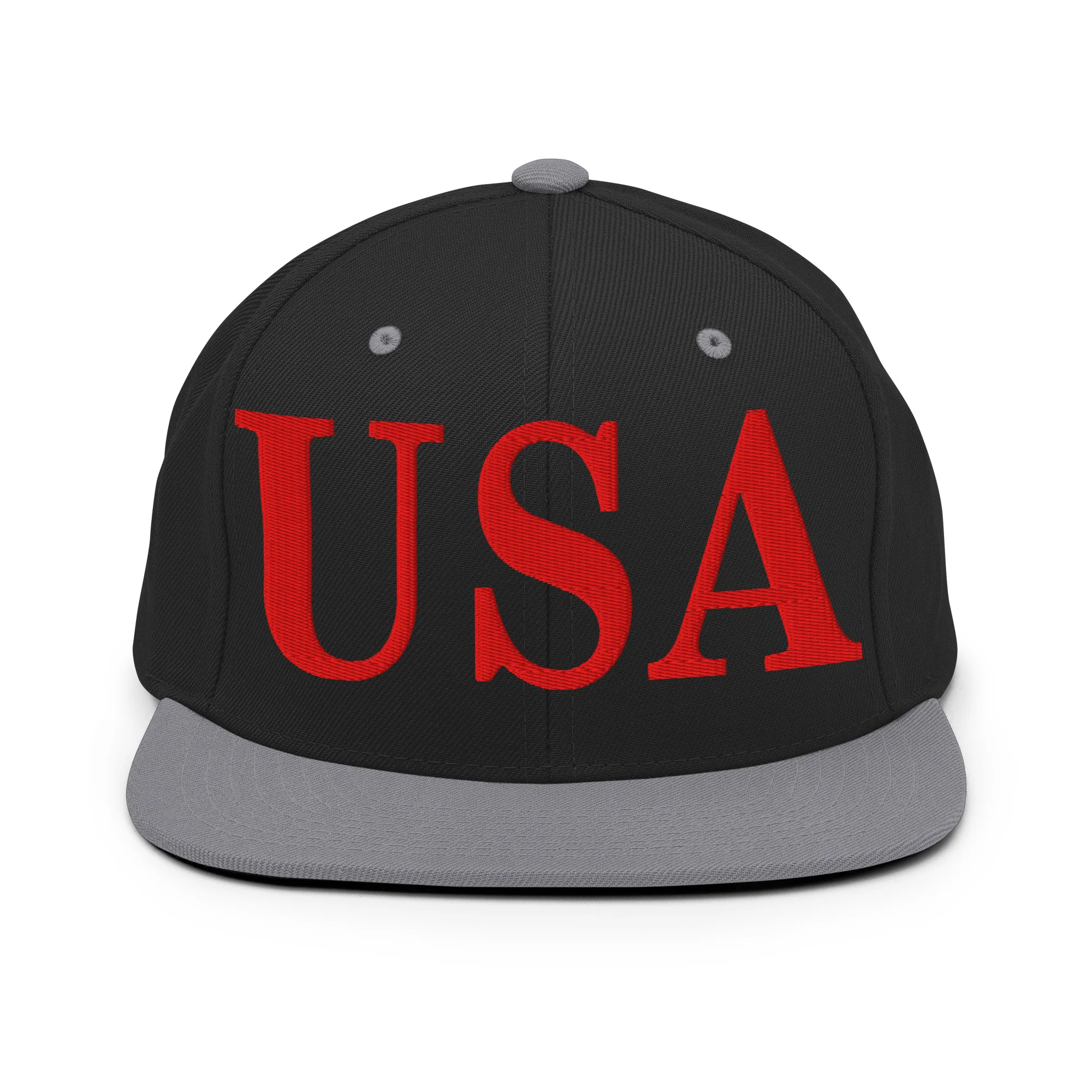 USA Embroidered Snapback Hat | Red USA Text - Image 42