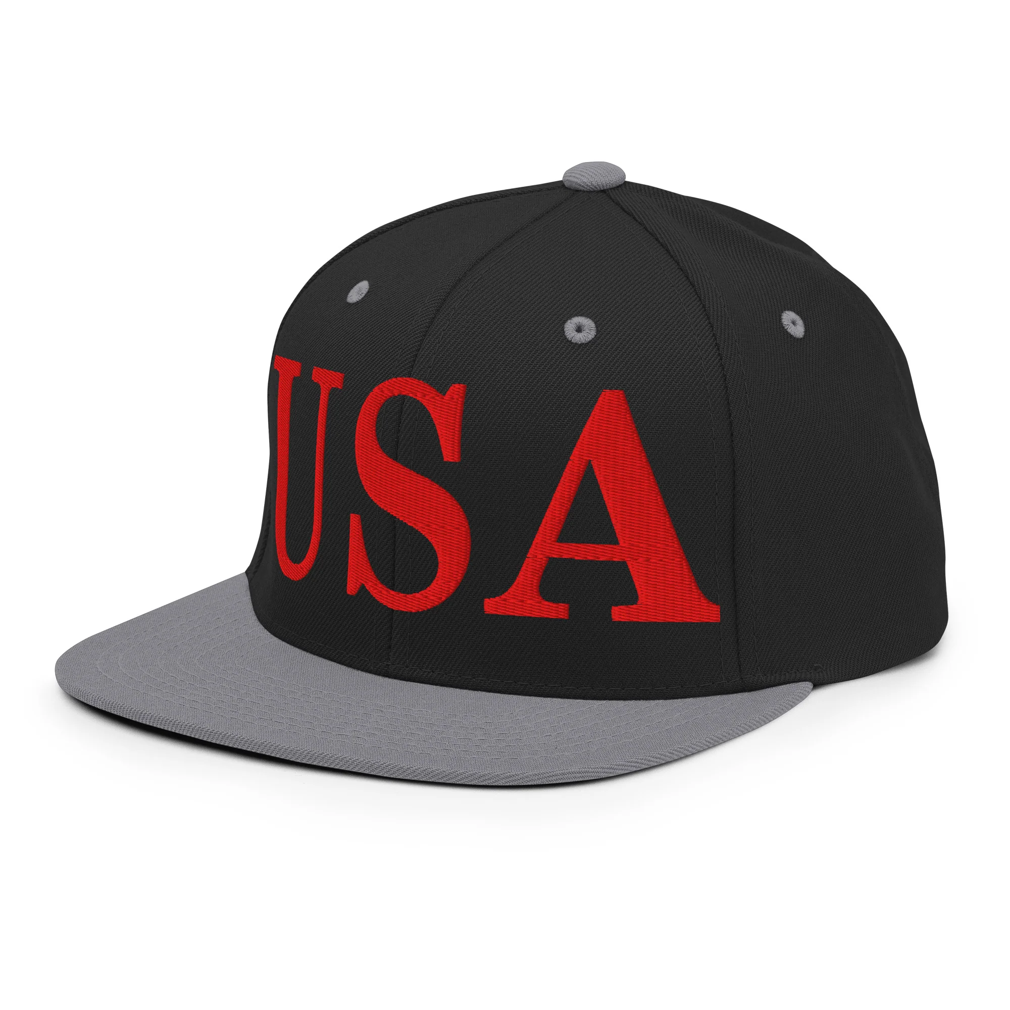 USA Embroidered Snapback Hat | Red USA Text - Image 44