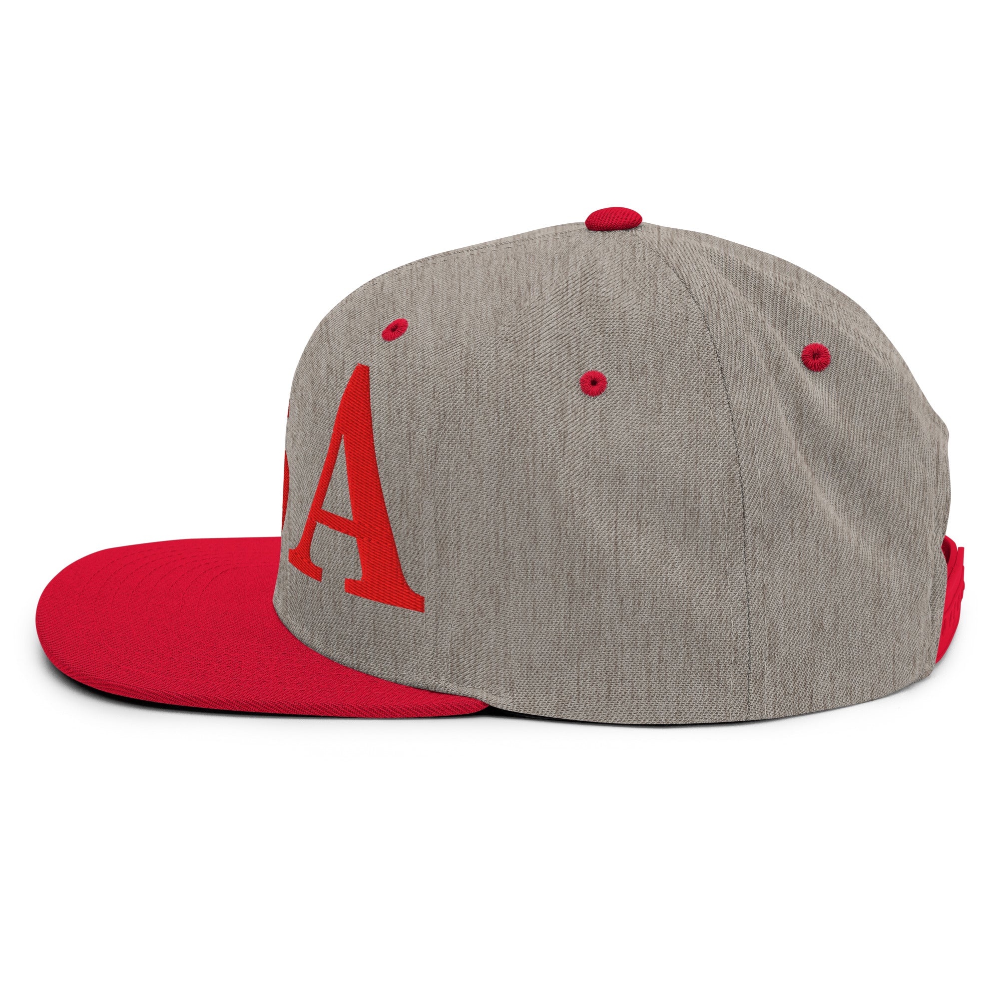USA Embroidered Snapback Hat | Red USA Text - Image 6