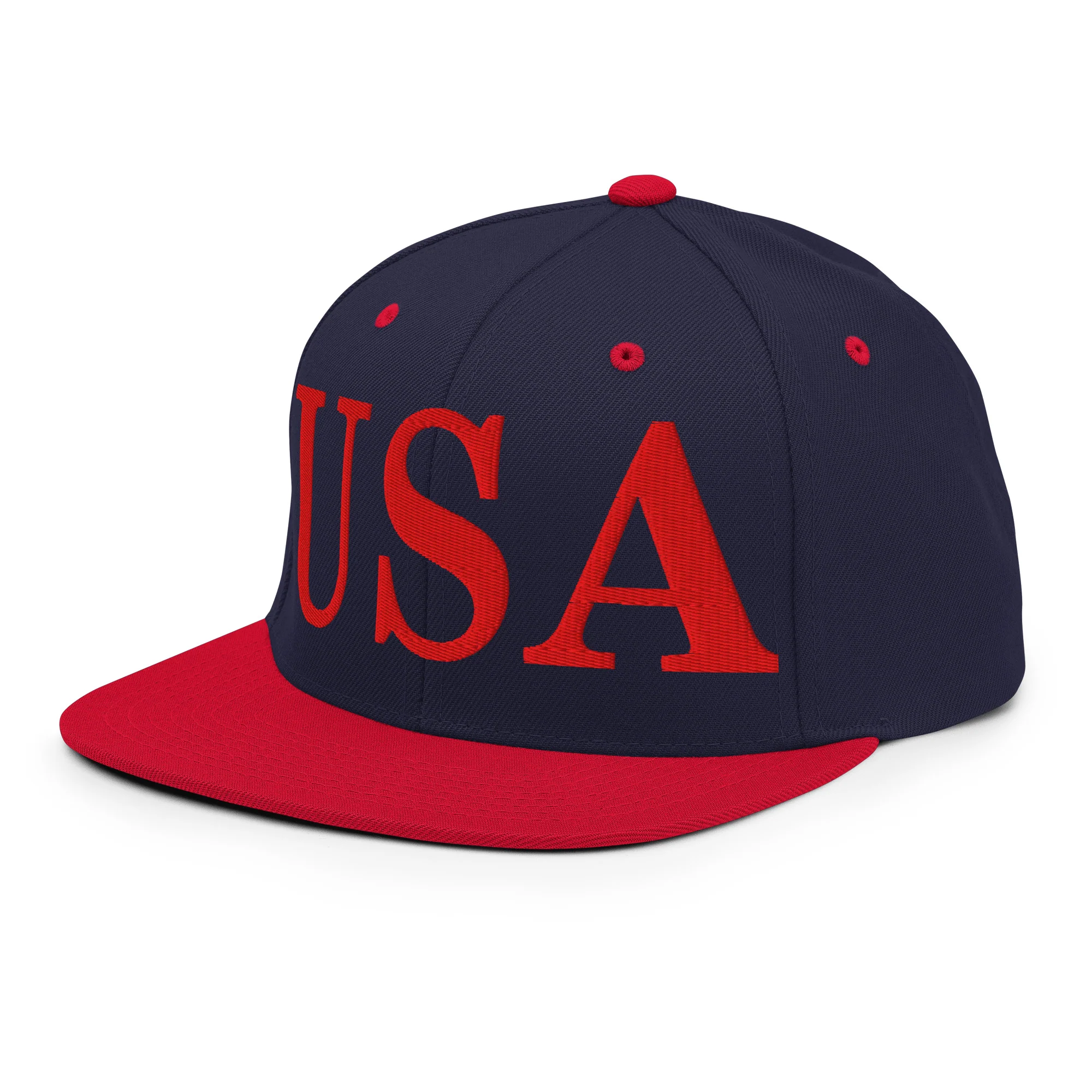 USA Embroidered Snapback Hat | Red USA Text - Image 62