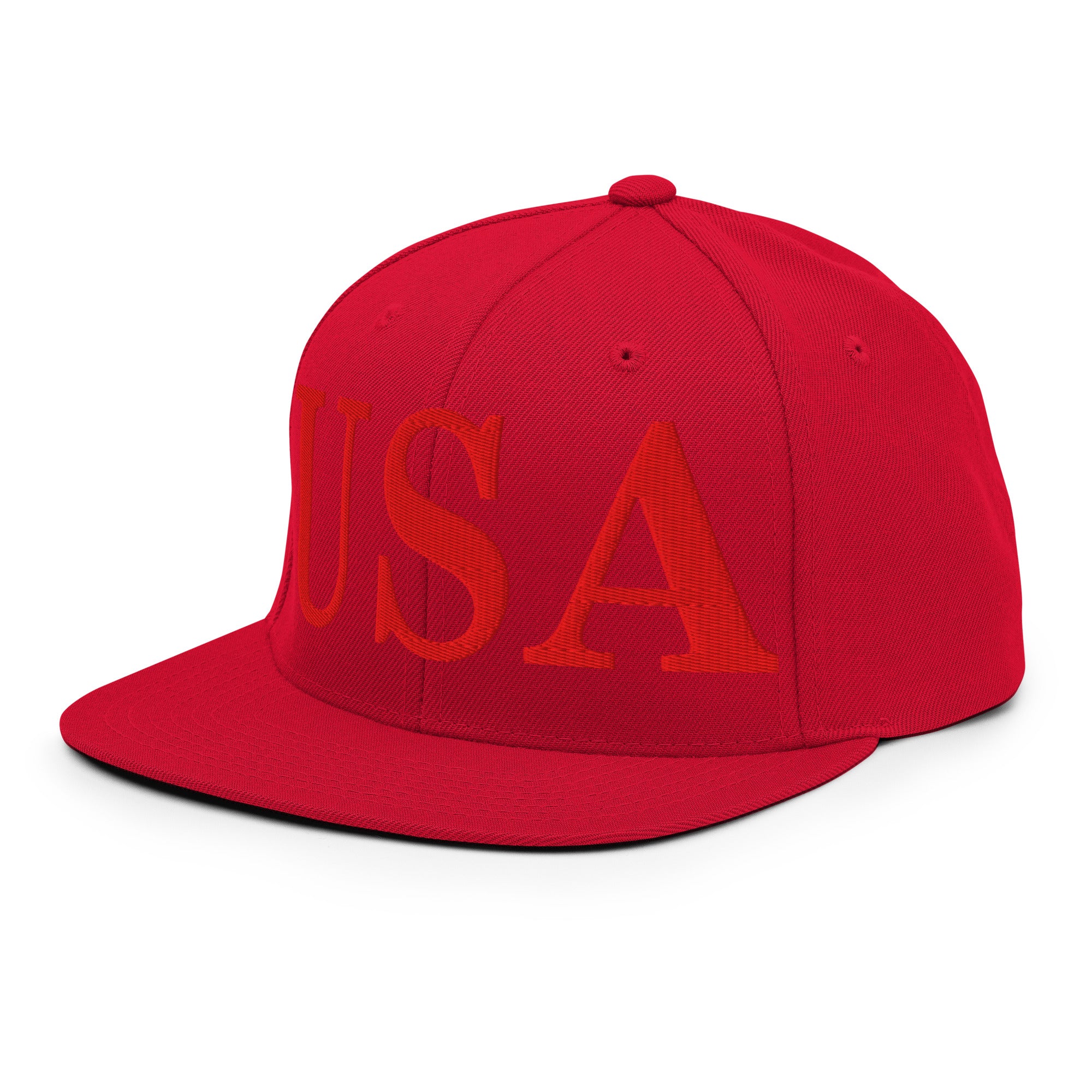 USA Embroidered Snapback Hat | Red USA Text - Image 68