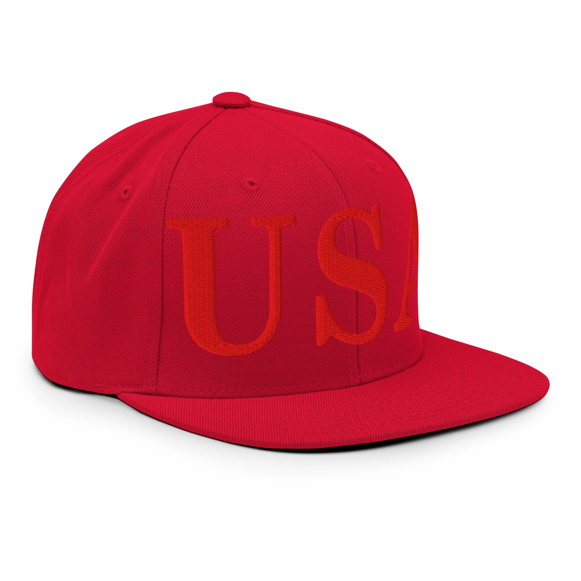 USA Embroidered Snapback Hat | Red USA Text - Image 70