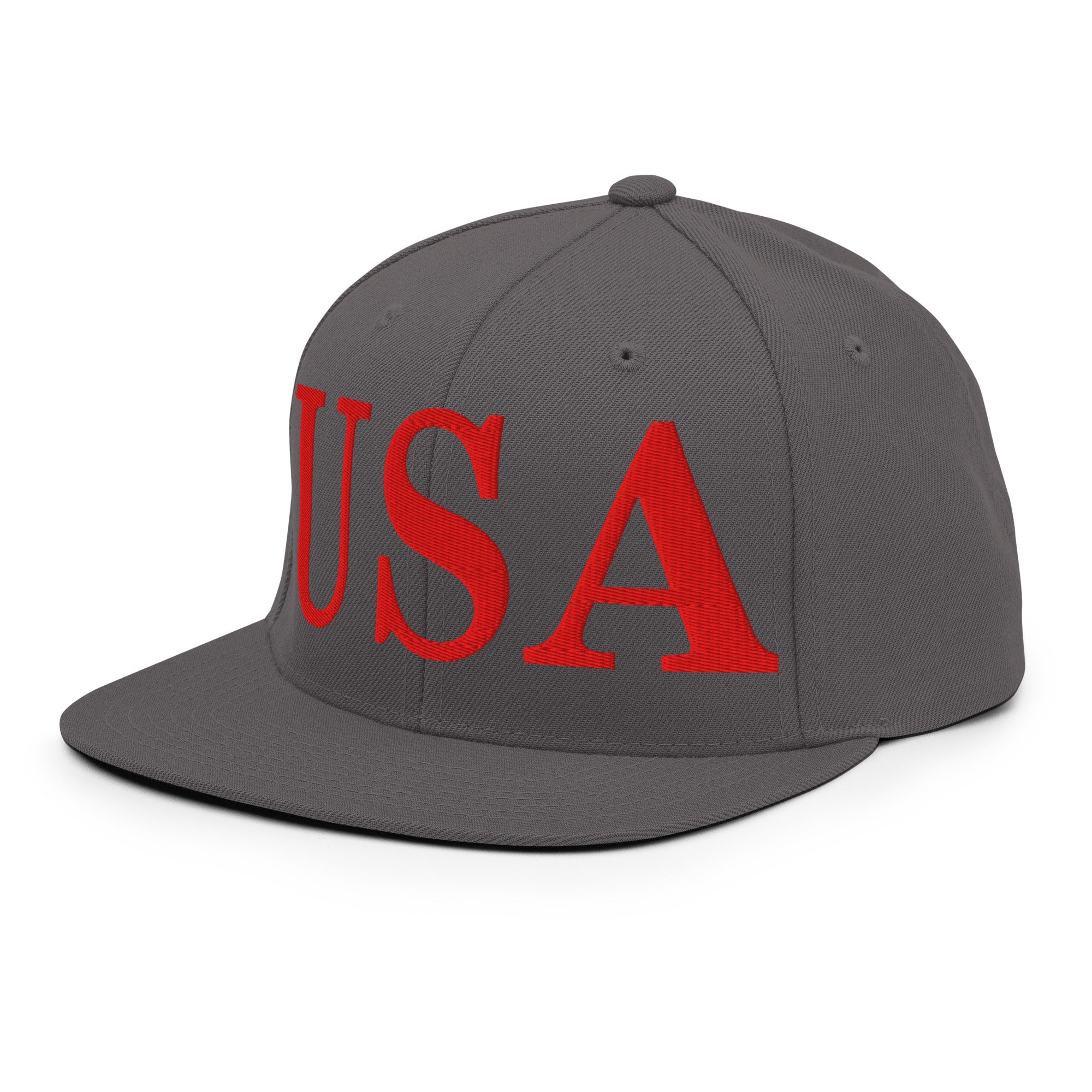 USA Embroidered Snapback Hat | Red USA Text - Image 74