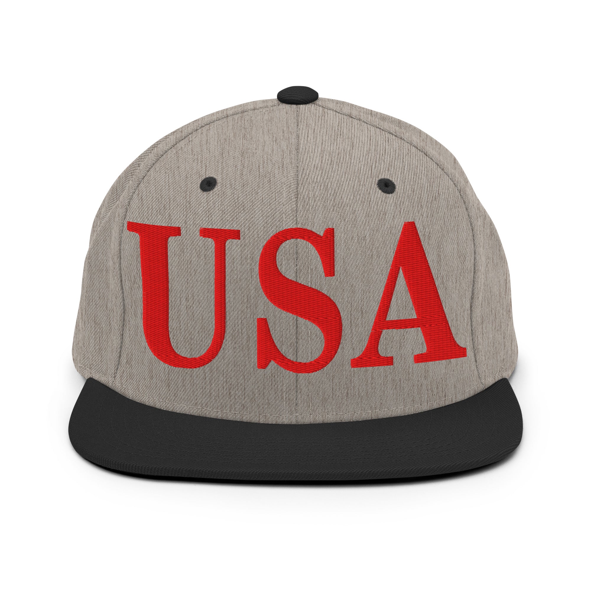 USA Embroidered Snapback Hat | Red USA Text - Image 84