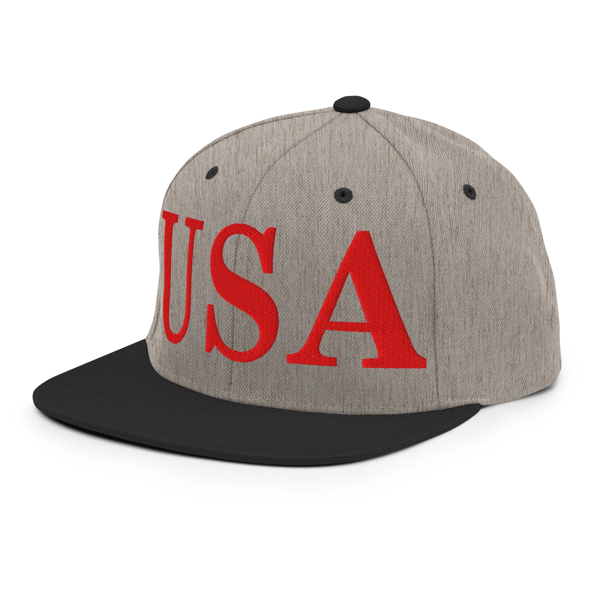 USA Embroidered Snapback Hat | Red USA Text - Image 86
