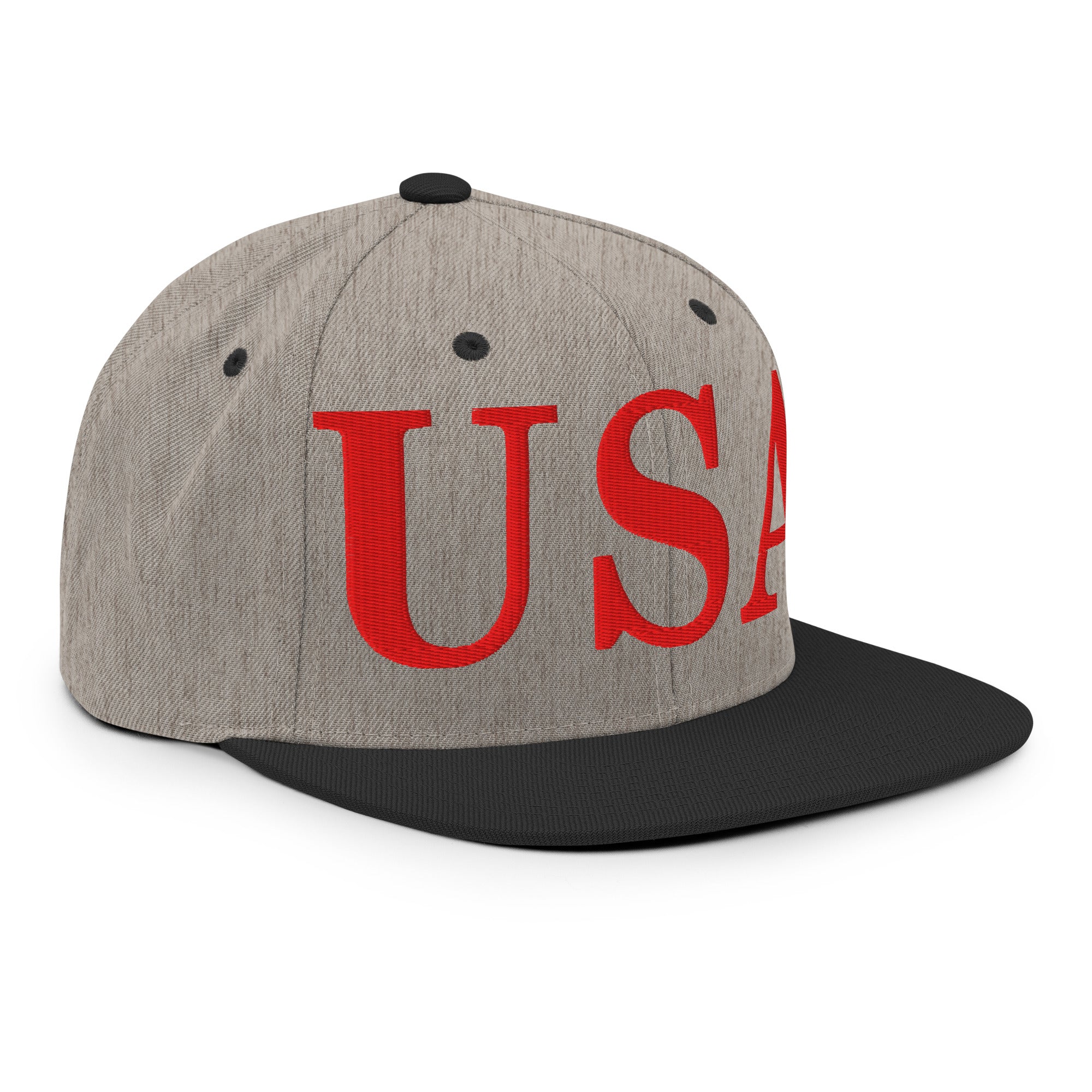 USA Embroidered Snapback Hat | Red USA Text - Image 88