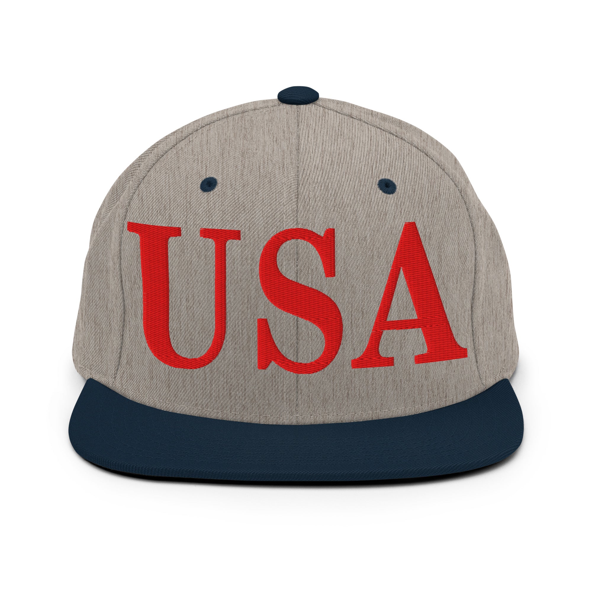 USA Embroidered Snapback Hat | Red USA Text - Image 90
