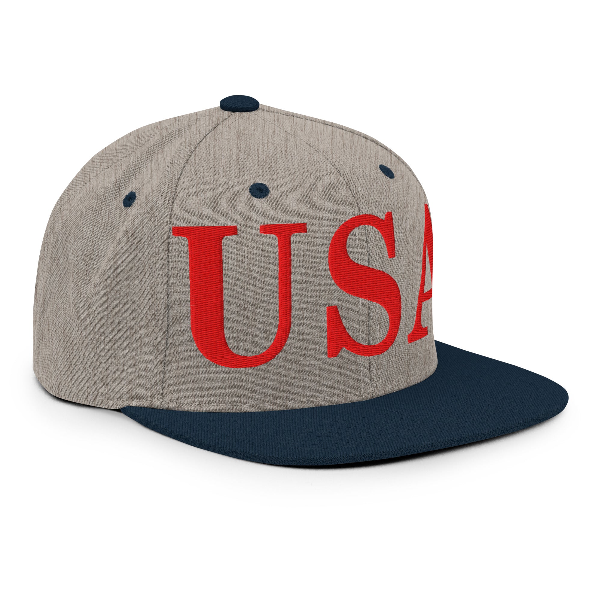 USA Embroidered Snapback Hat | Red USA Text - Image 94