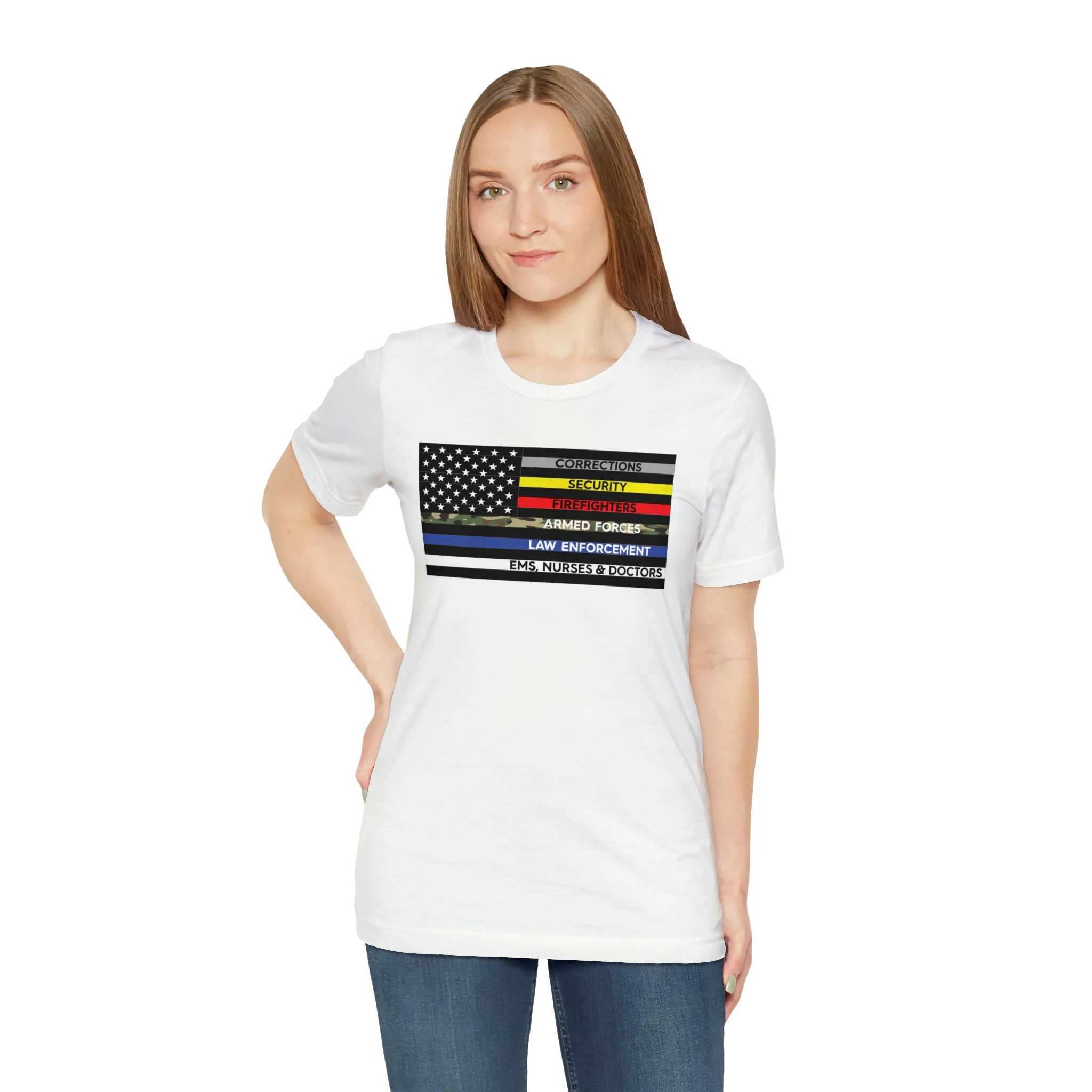 Thin Line USA Flag T Shirt: Bella + Canvas 3001 - Image 10