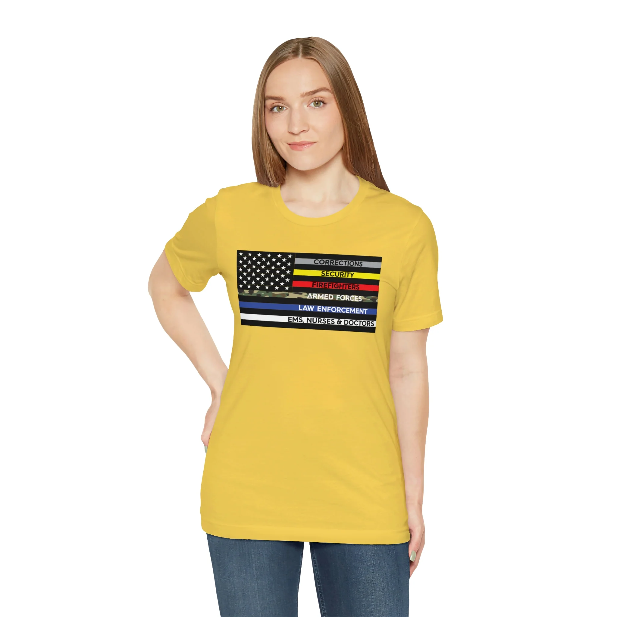 Thin Line USA Flag T Shirt: Bella + Canvas 3001 - Image 16