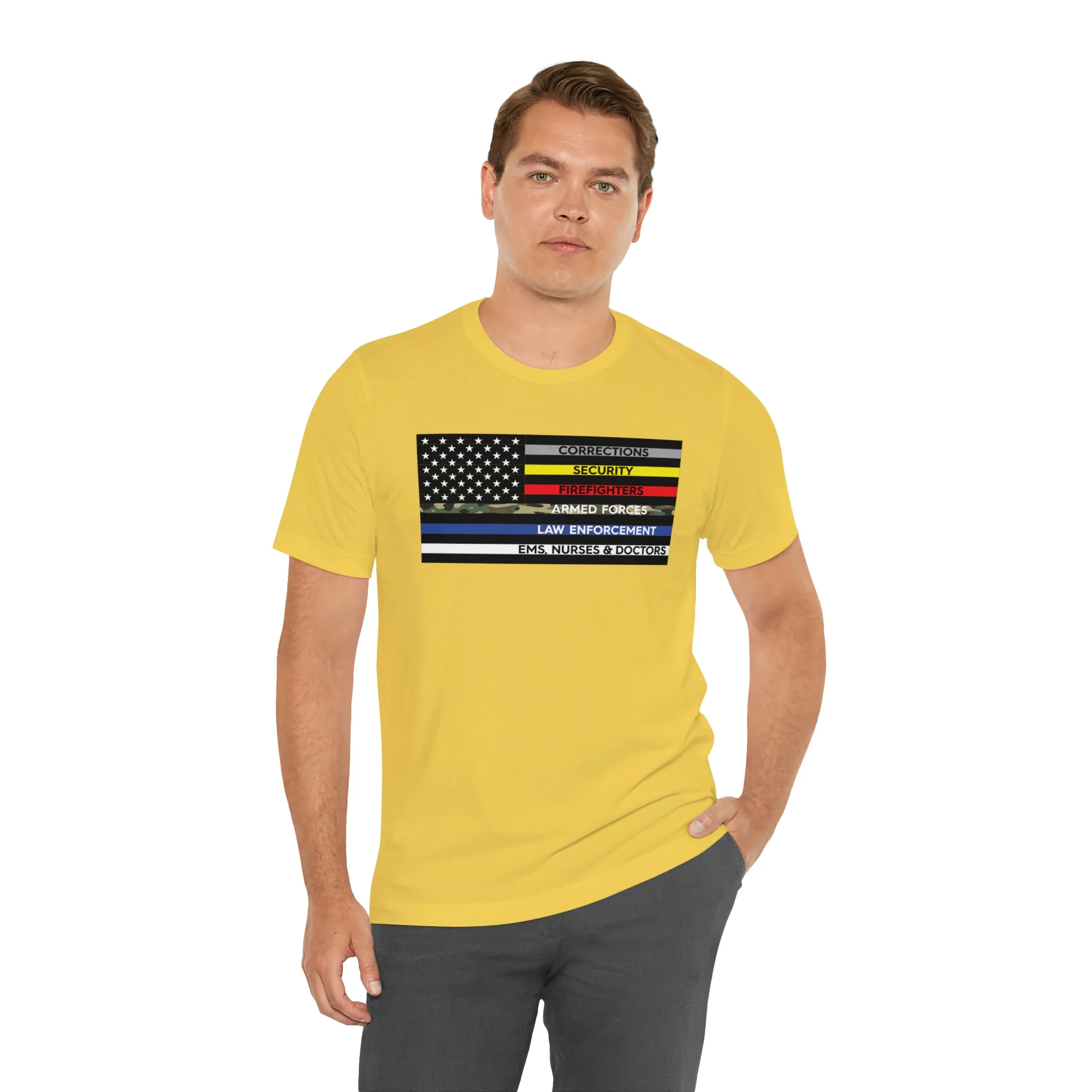 Thin Line USA Flag T Shirt: Bella + Canvas 3001 - Image 17