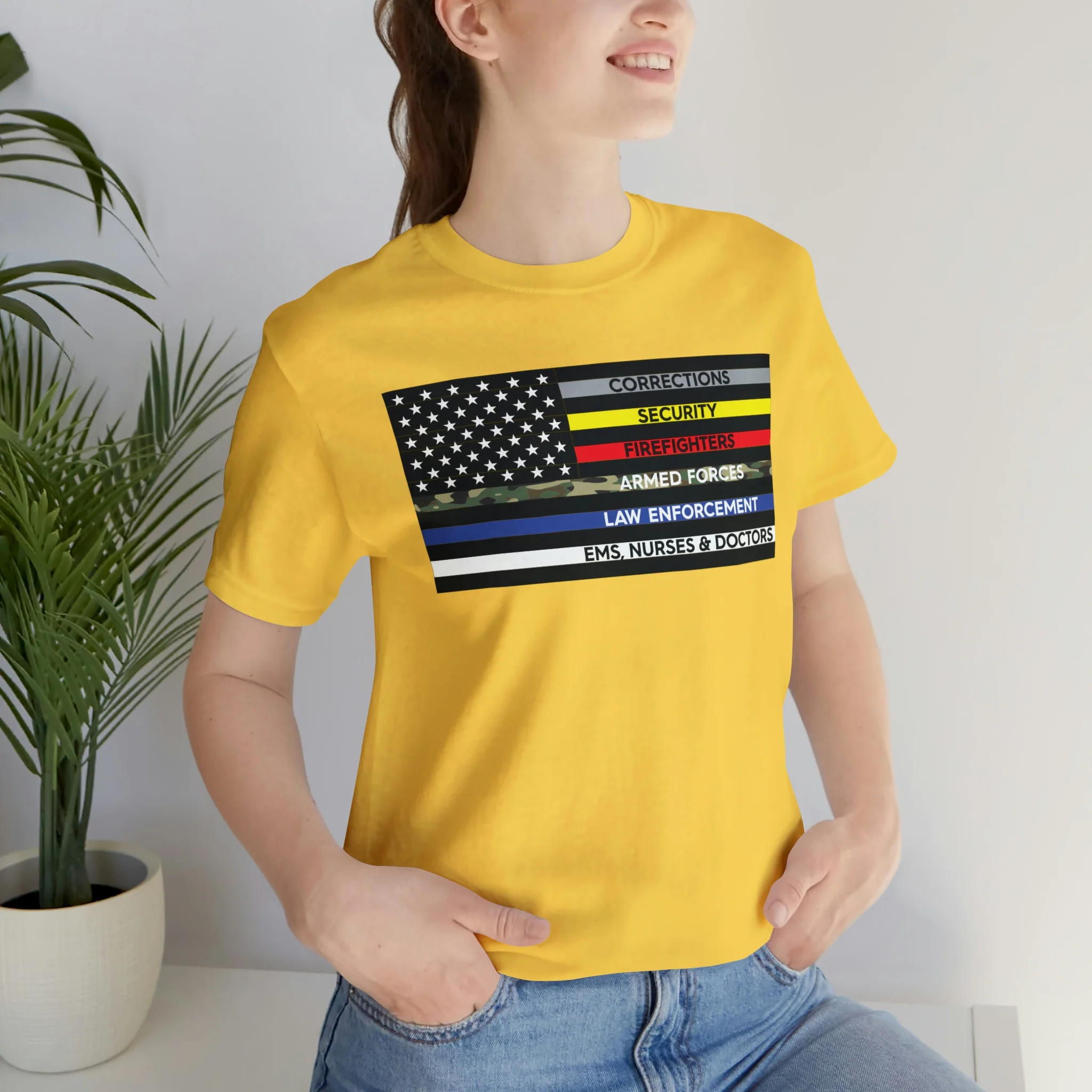 Thin Line USA Flag T Shirt: Bella + Canvas 3001 - Image 18