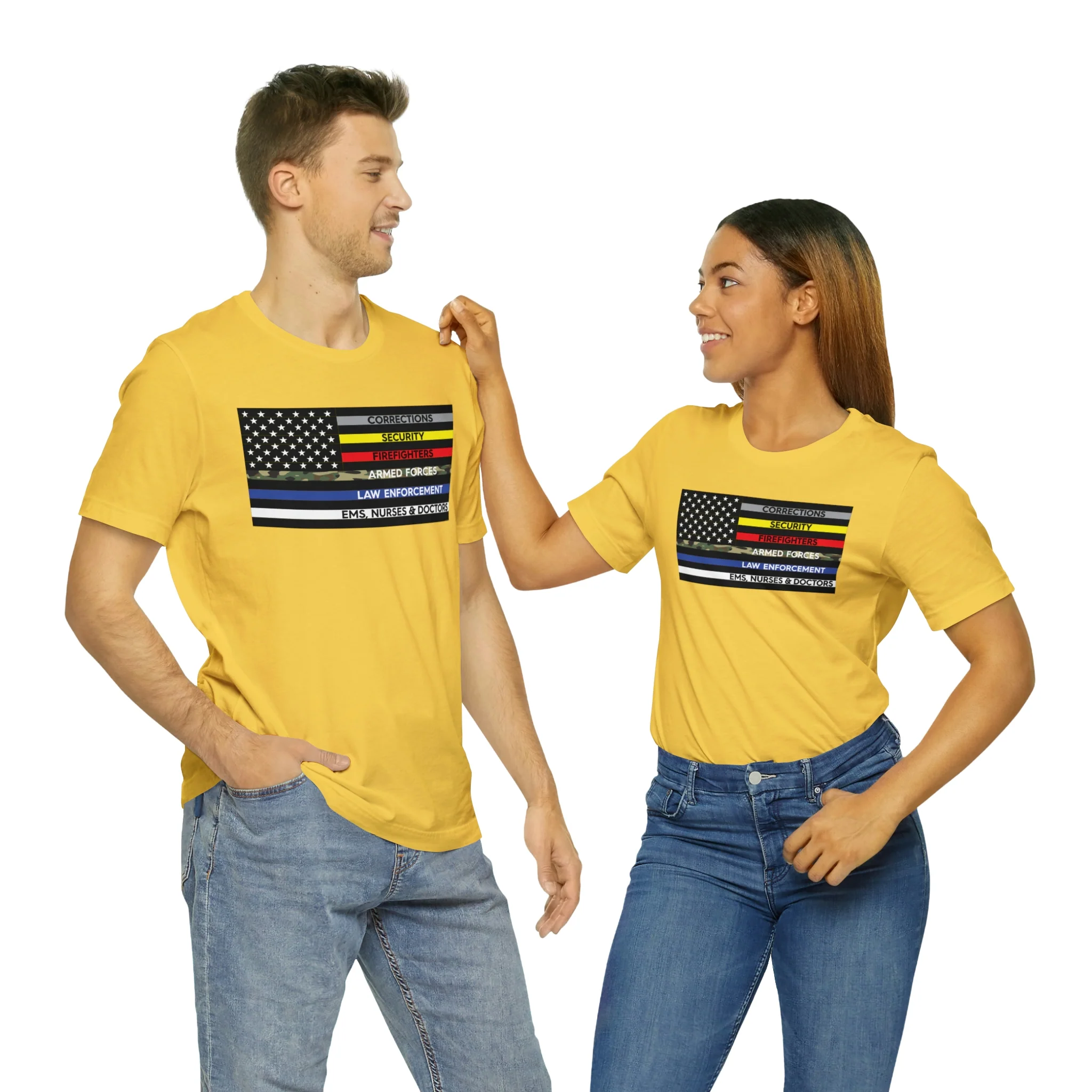 Thin Line USA Flag T Shirt: Bella + Canvas 3001 - Image 19