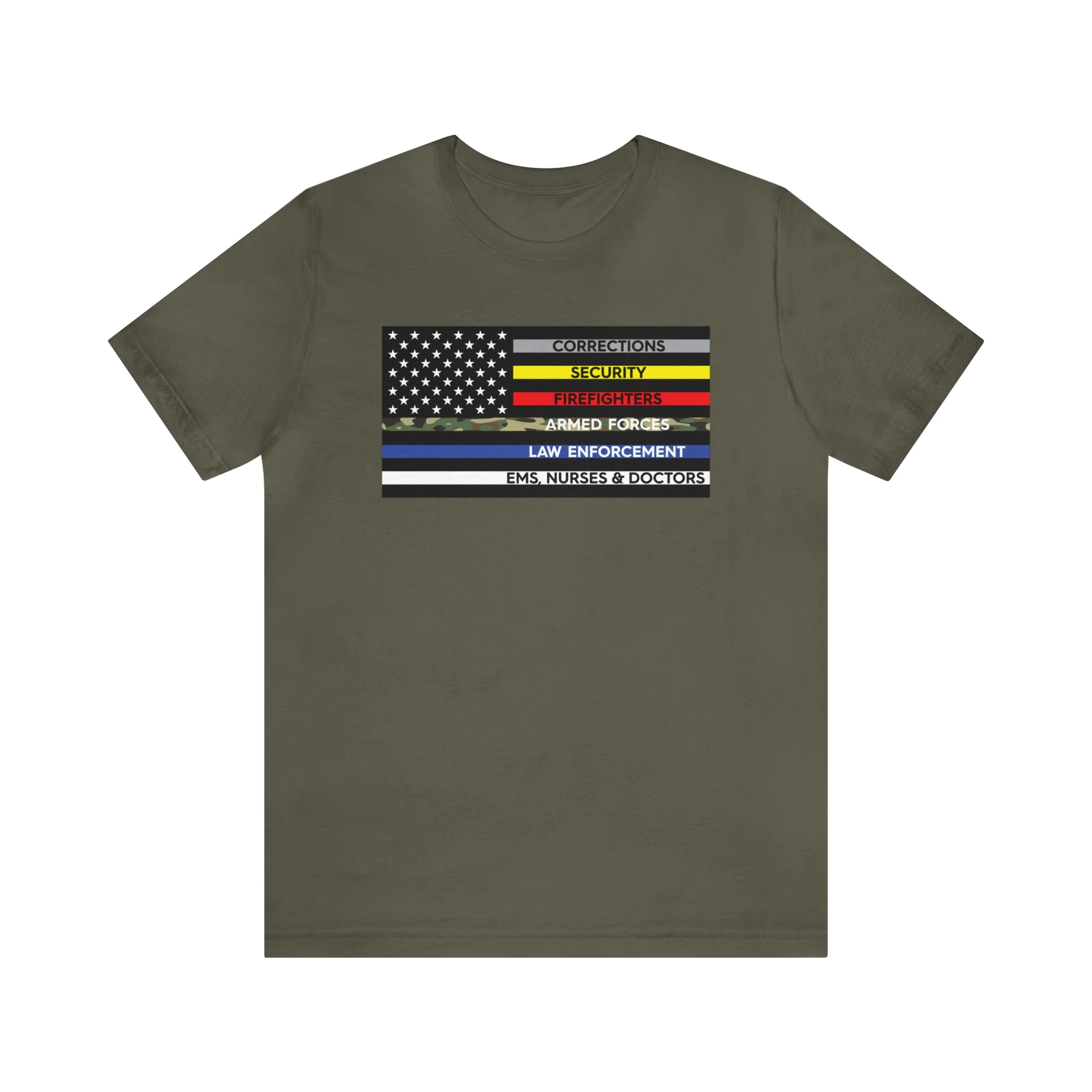 Thin Line USA Flag T Shirt: Bella + Canvas 3001 - Image 21