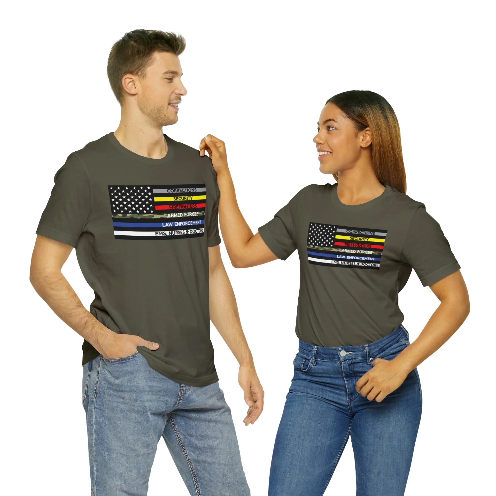 Thin Line USA Flag T Shirt: Bella + Canvas 3001 - Image 25