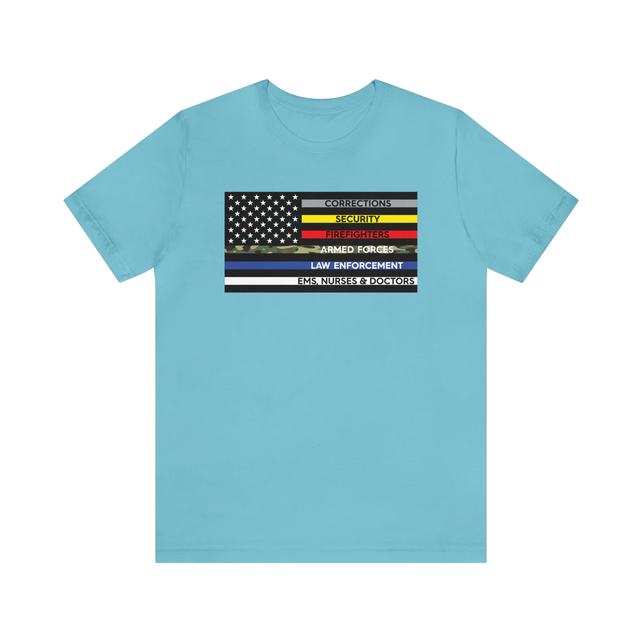Thin Line USA Flag T Shirt: Bella + Canvas 3001 - Image 33