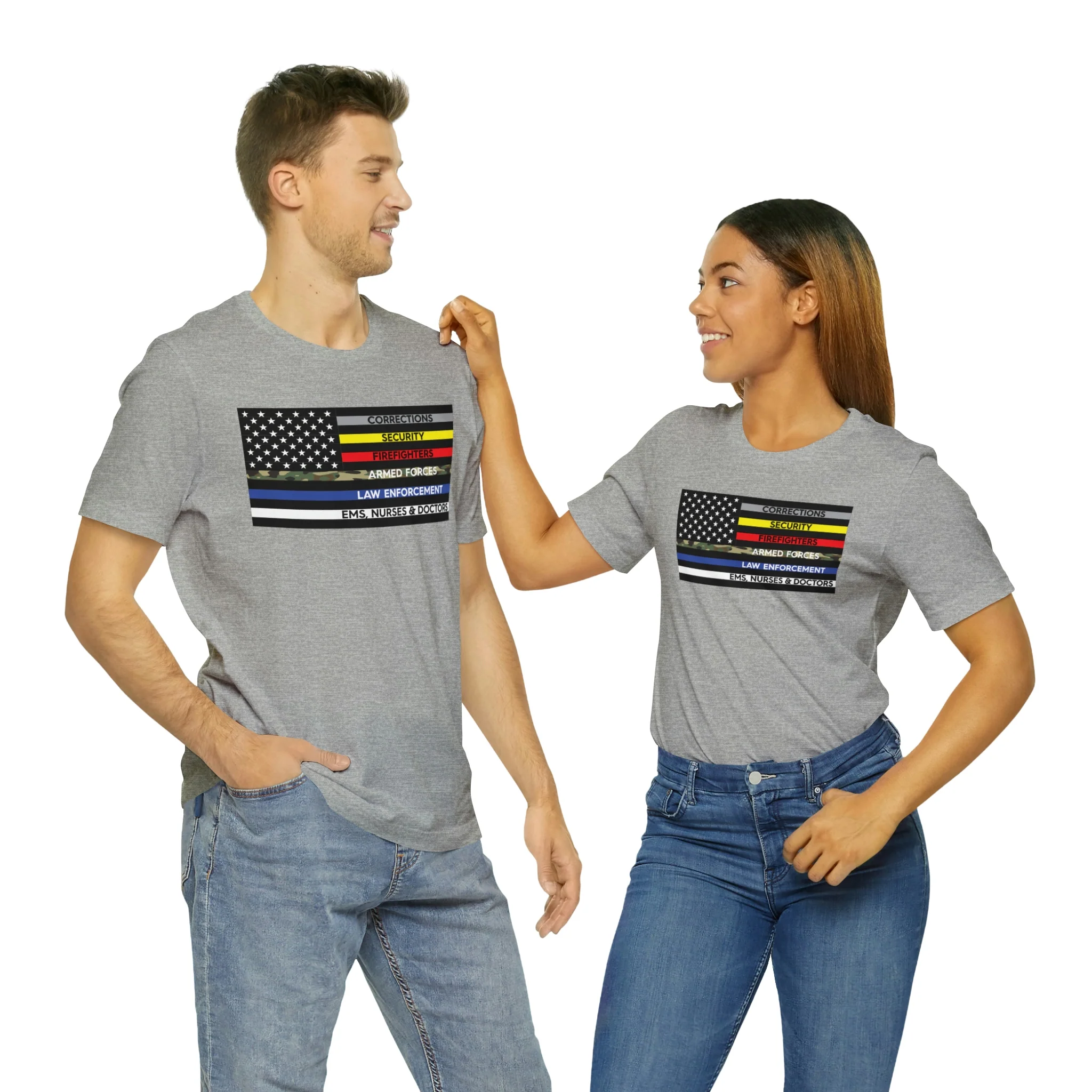 Thin Line USA Flag T Shirt: Bella + Canvas 3001 - Image 43