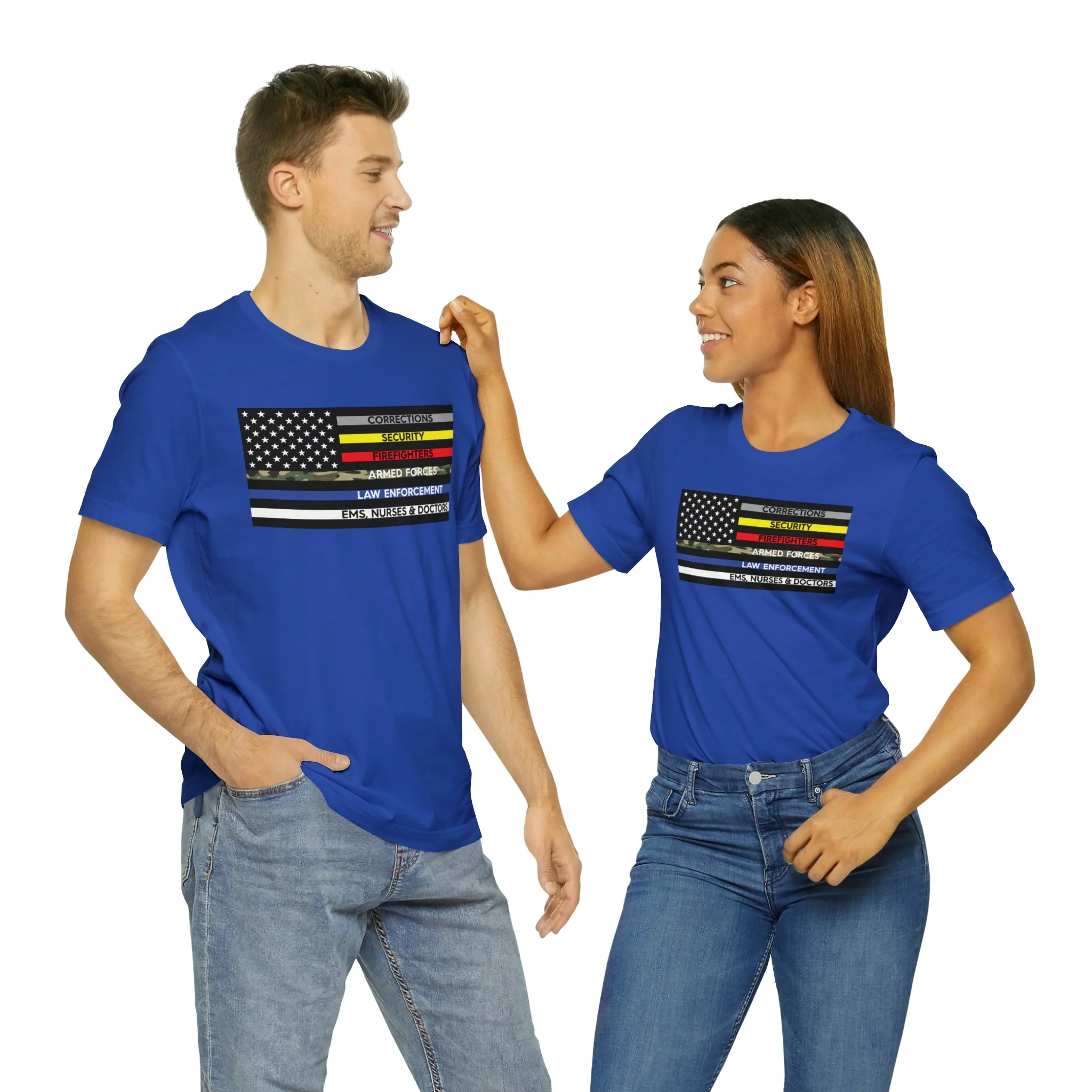 Thin Line USA Flag T Shirt: Bella + Canvas 3001 - Image 49