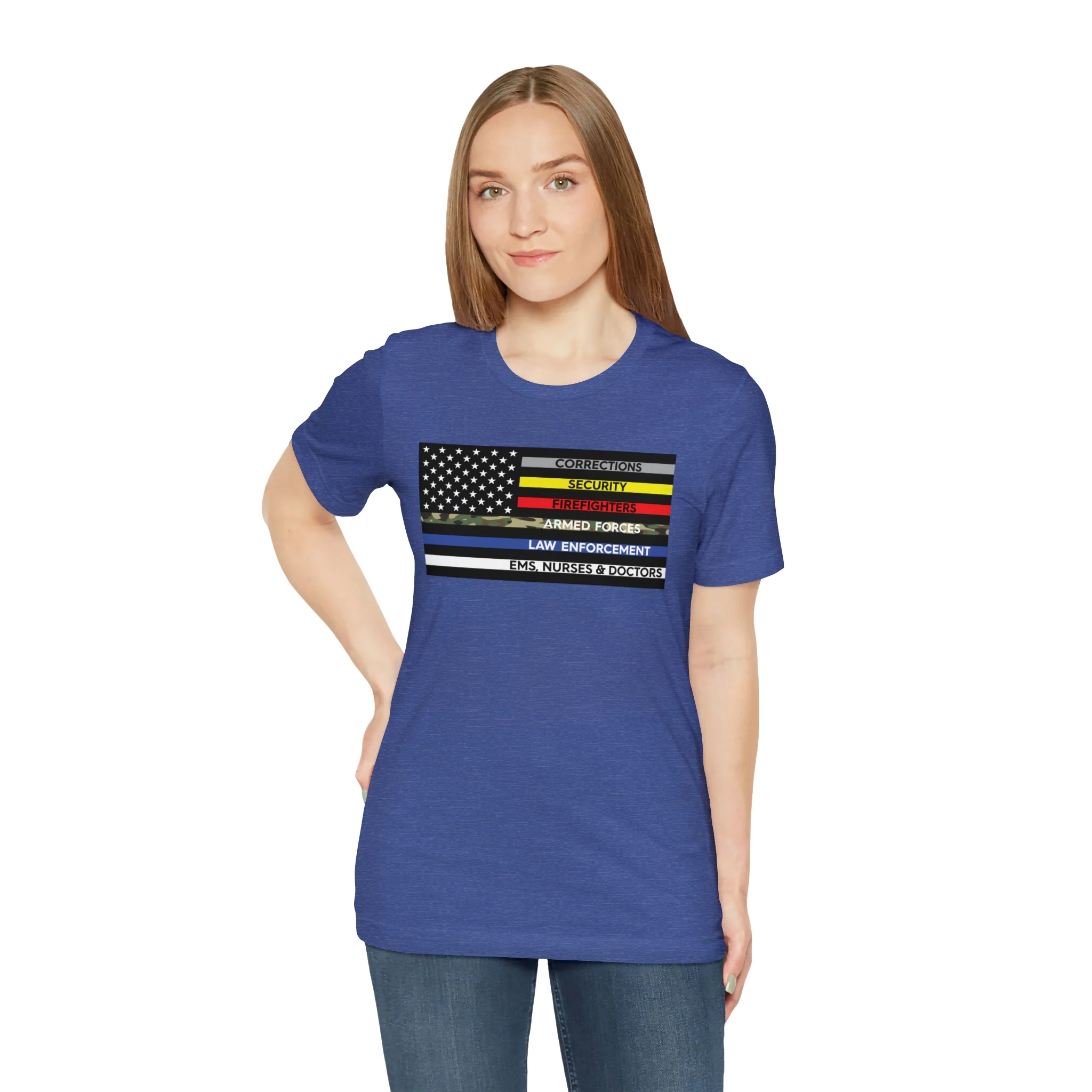 Thin Line USA Flag T Shirt: Bella + Canvas 3001 - Image 52