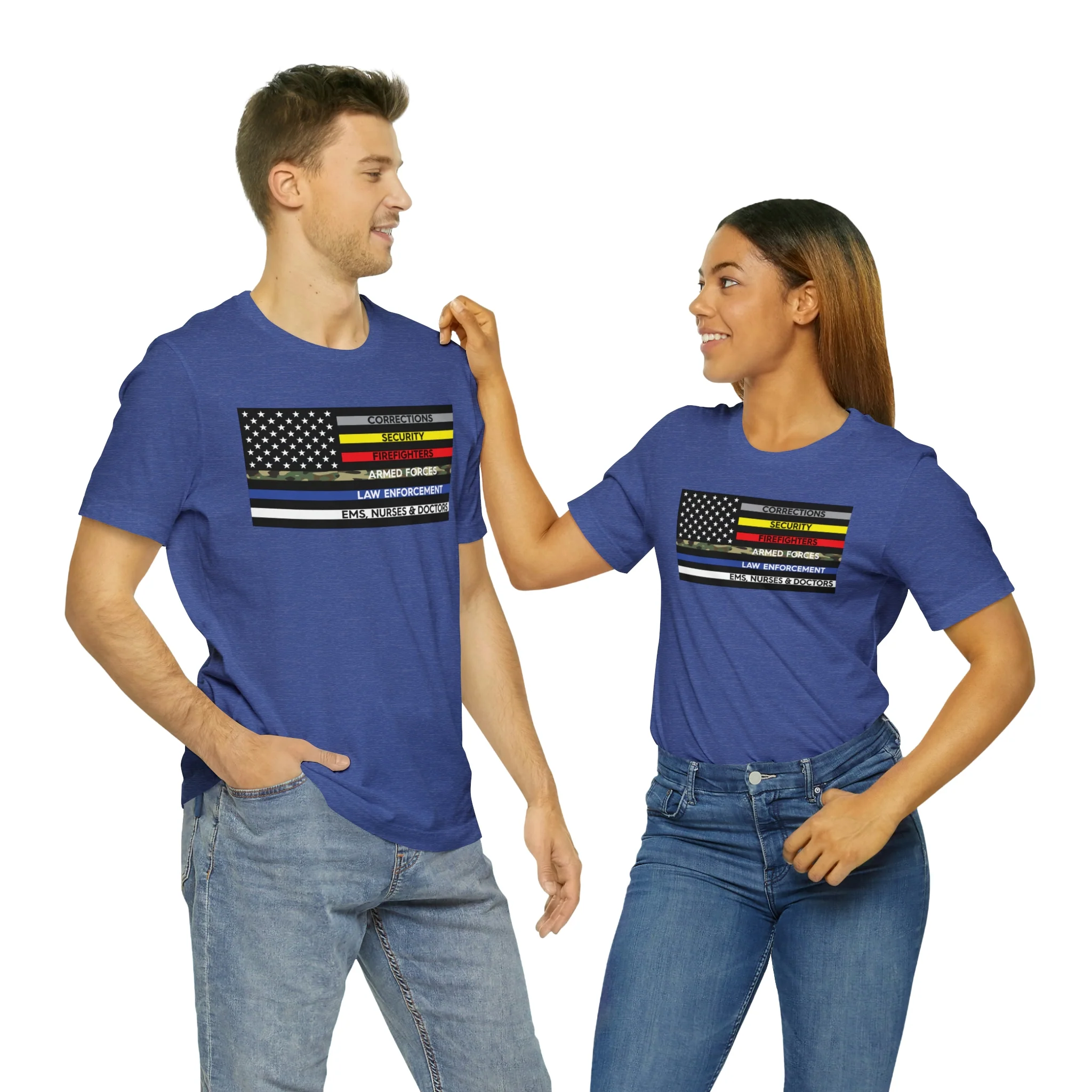 Thin Line USA Flag T Shirt: Bella + Canvas 3001 - Image 55