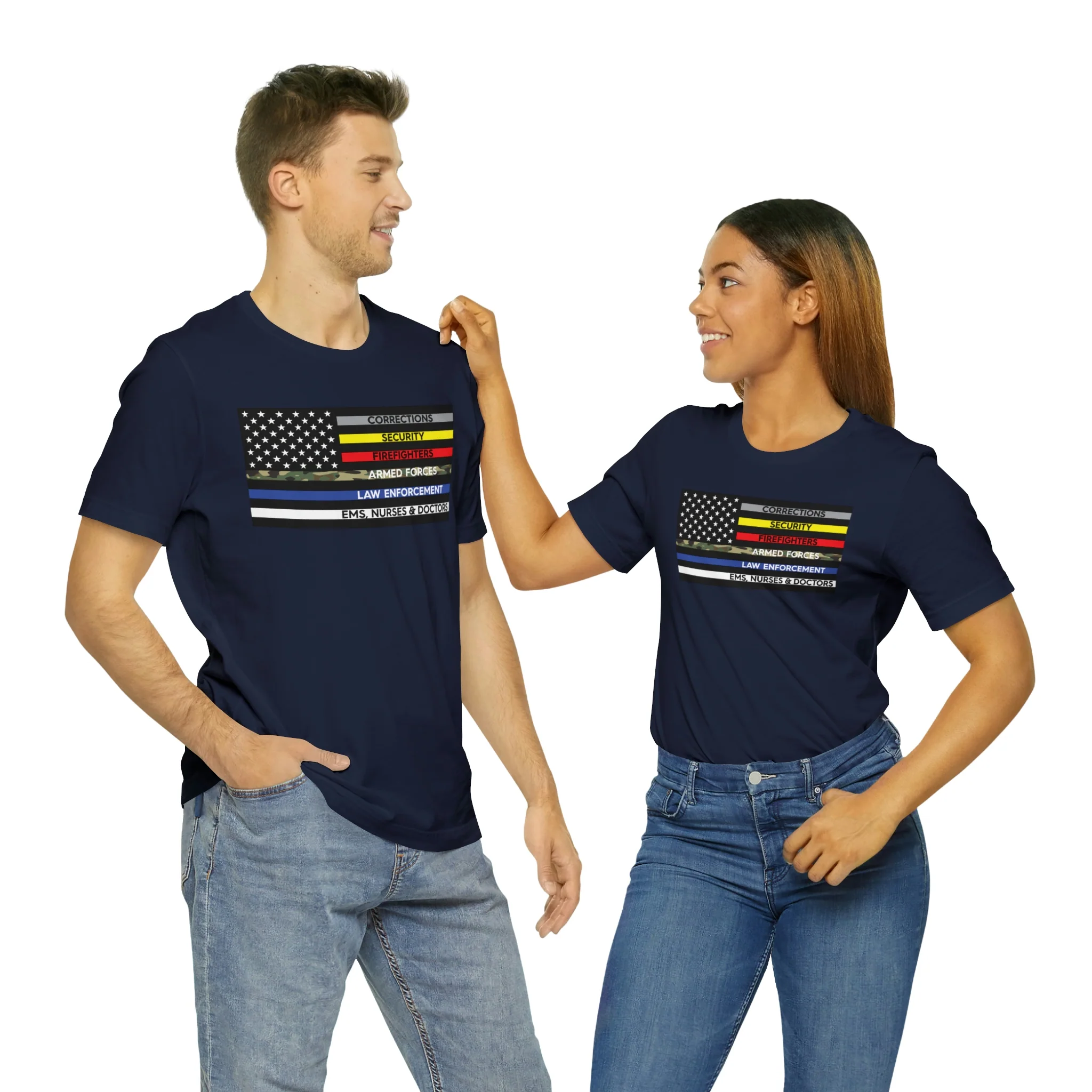 Thin Line USA Flag T Shirt: Bella + Canvas 3001 - Image 61