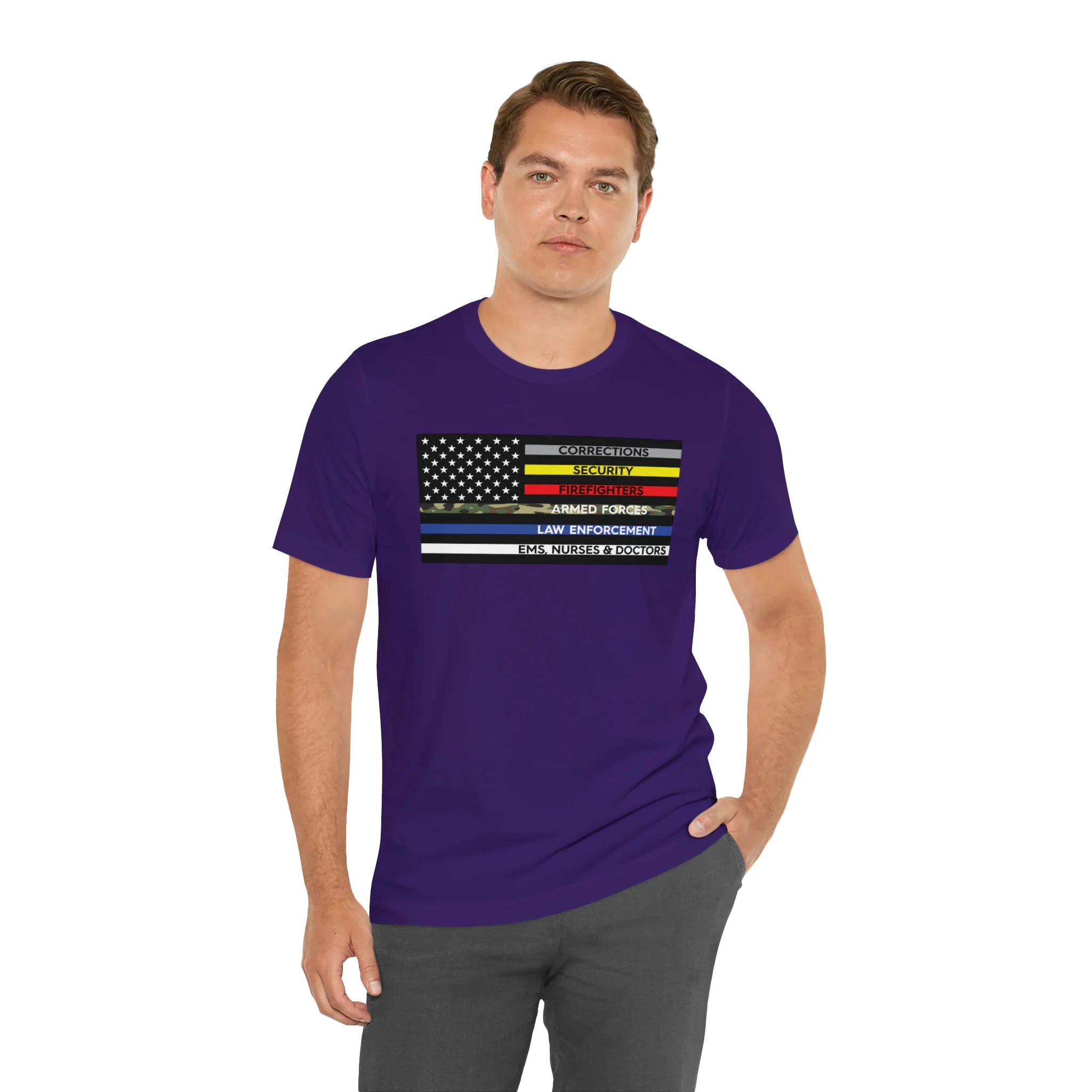 Thin Line USA Flag T Shirt: Bella + Canvas 3001 - Image 65