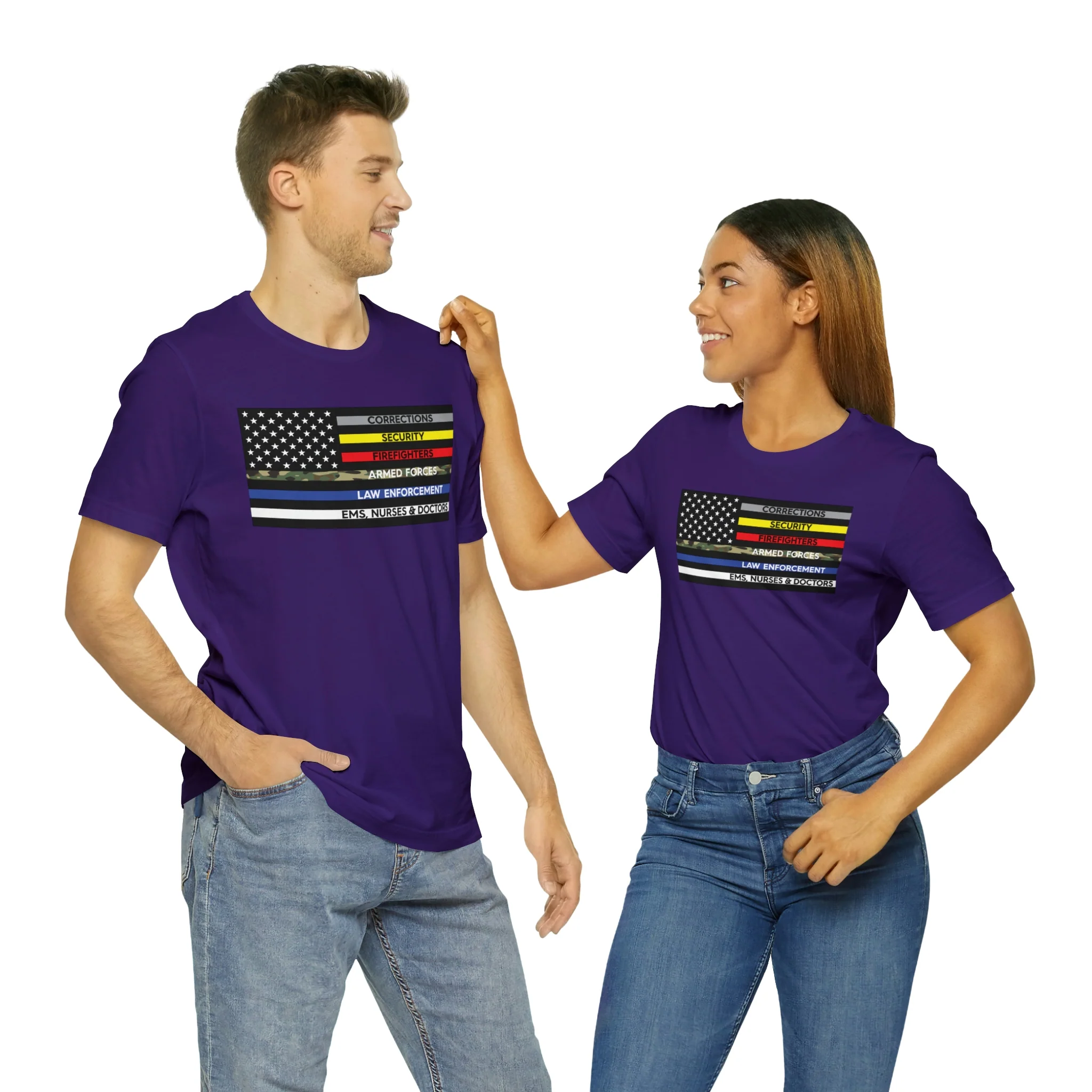 Thin Line USA Flag T Shirt: Bella + Canvas 3001 - Image 67