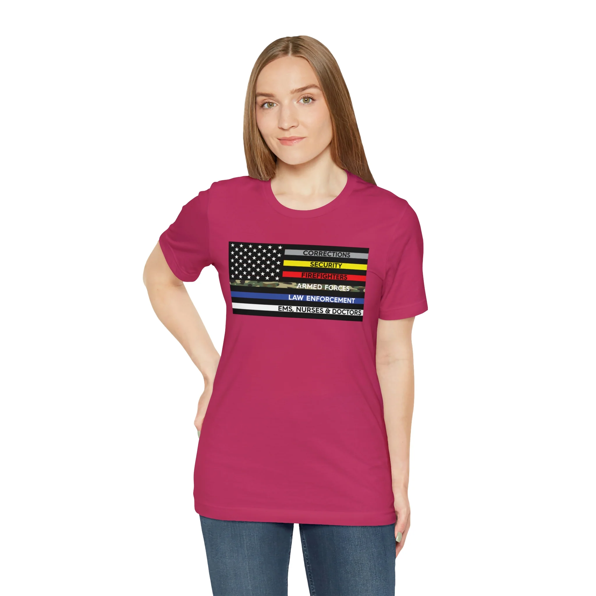 Thin Line USA Flag T Shirt: Bella + Canvas 3001 - Image 70