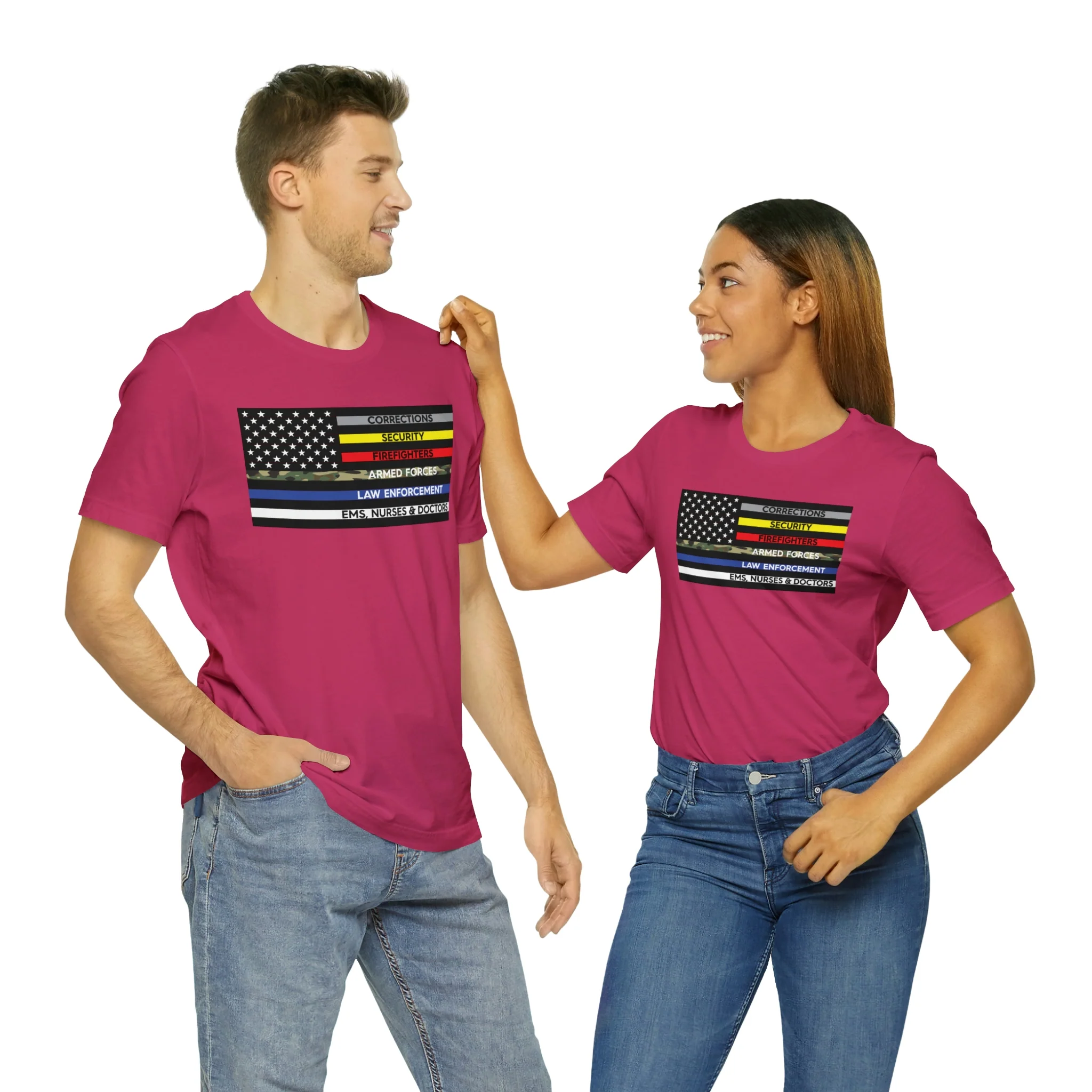 Thin Line USA Flag T Shirt: Bella + Canvas 3001 - Image 73