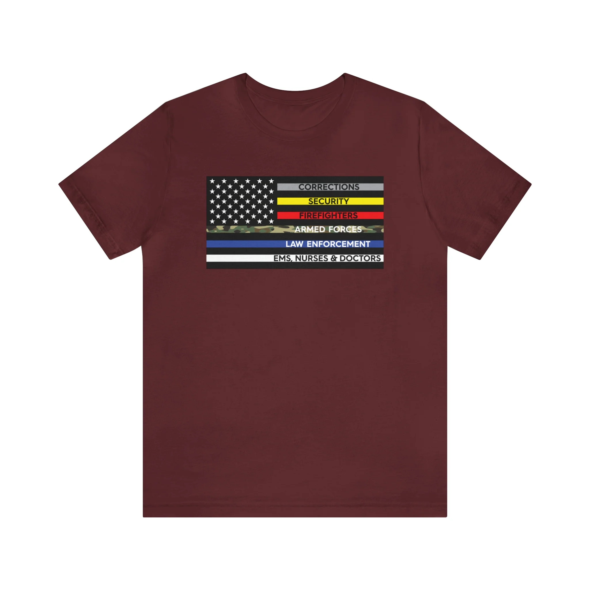 Thin Line USA Flag T Shirt: Bella + Canvas 3001 - Image 75