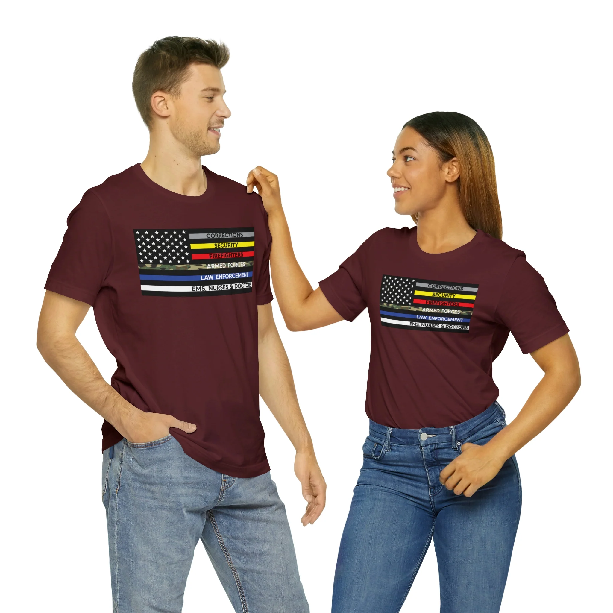 Thin Line USA Flag T Shirt: Bella + Canvas 3001 - Image 79