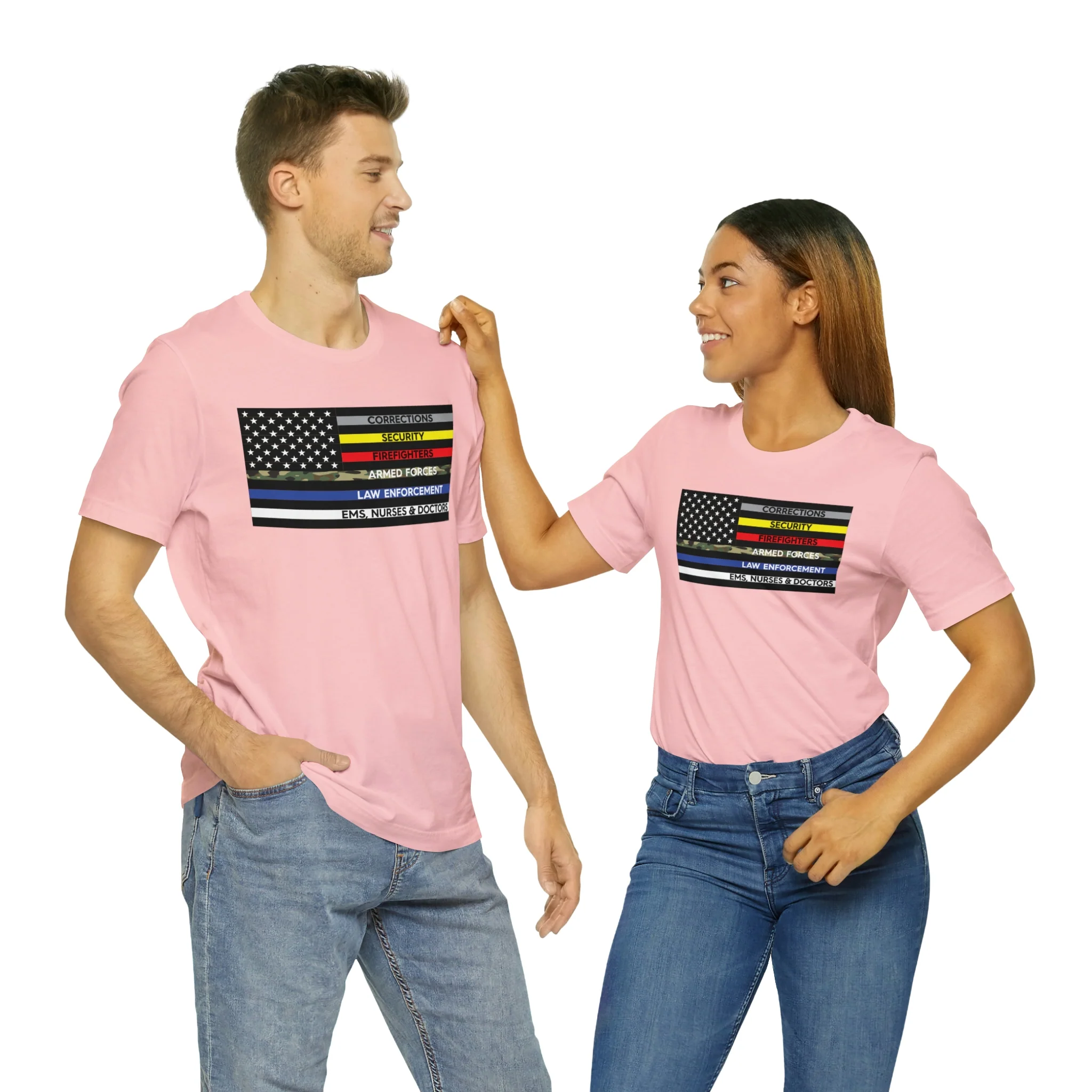 Thin Line USA Flag T Shirt: Bella + Canvas 3001 - Image 85