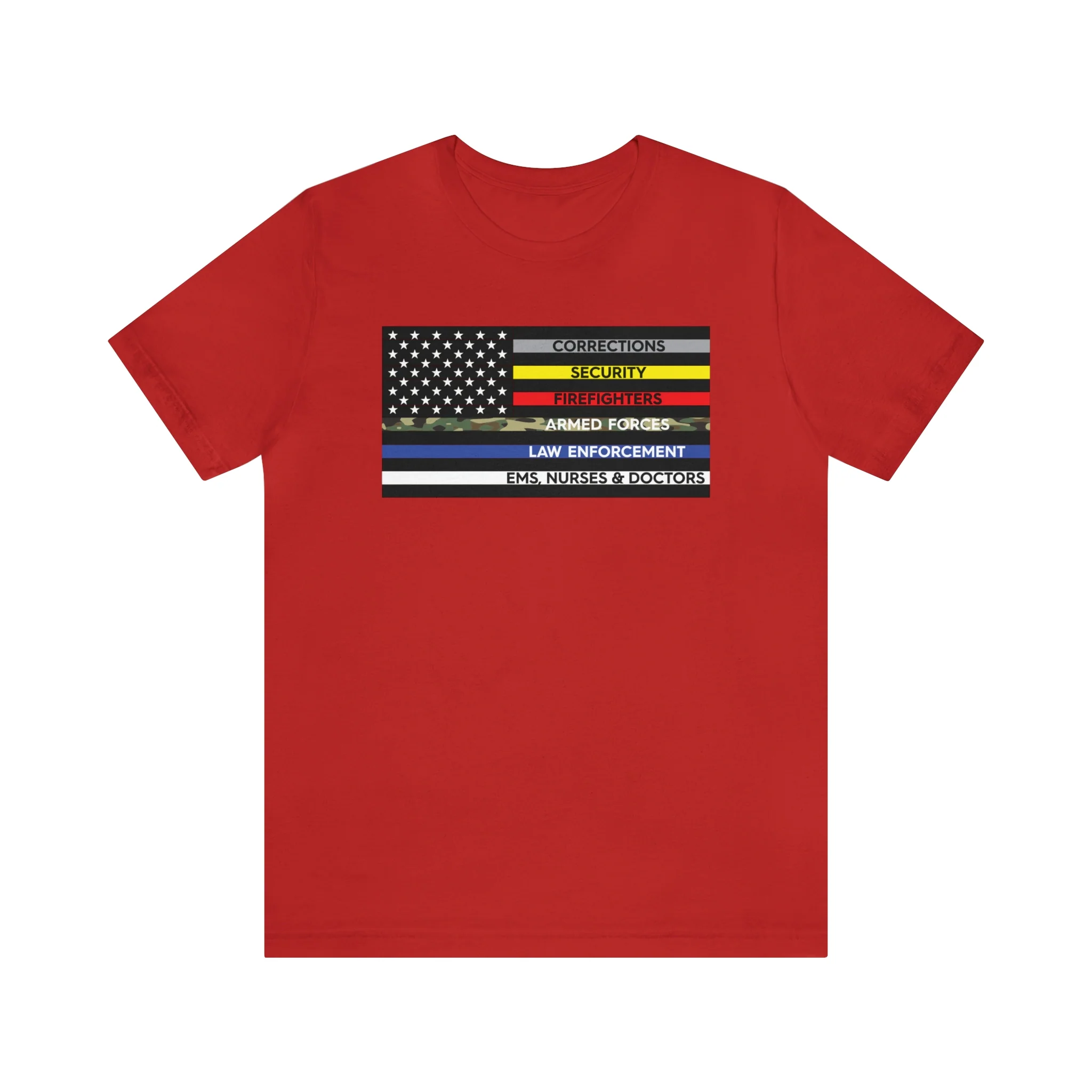 Thin Line USA Flag T Shirt: Bella + Canvas 3001 - Image 87