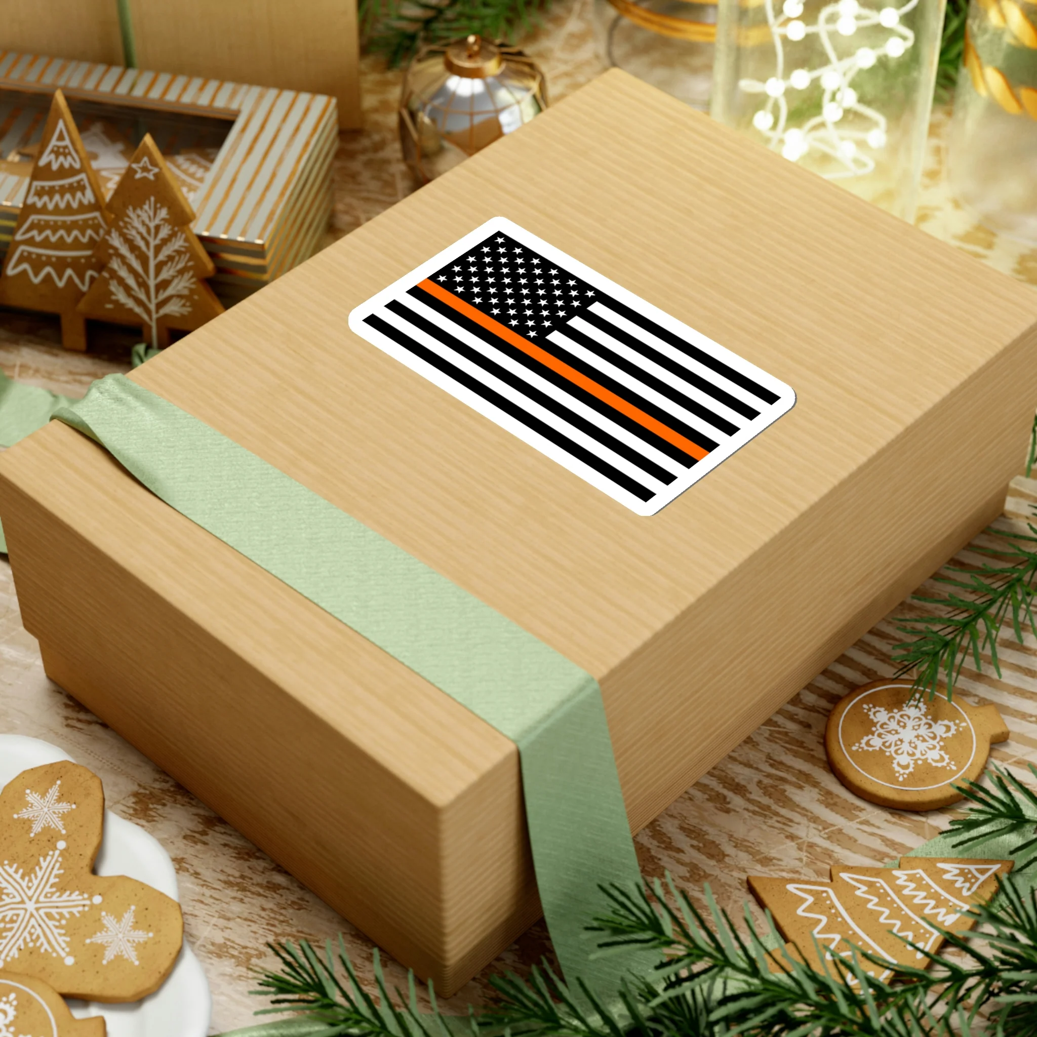 Thin Orange Line Flag Sticker - Image 17