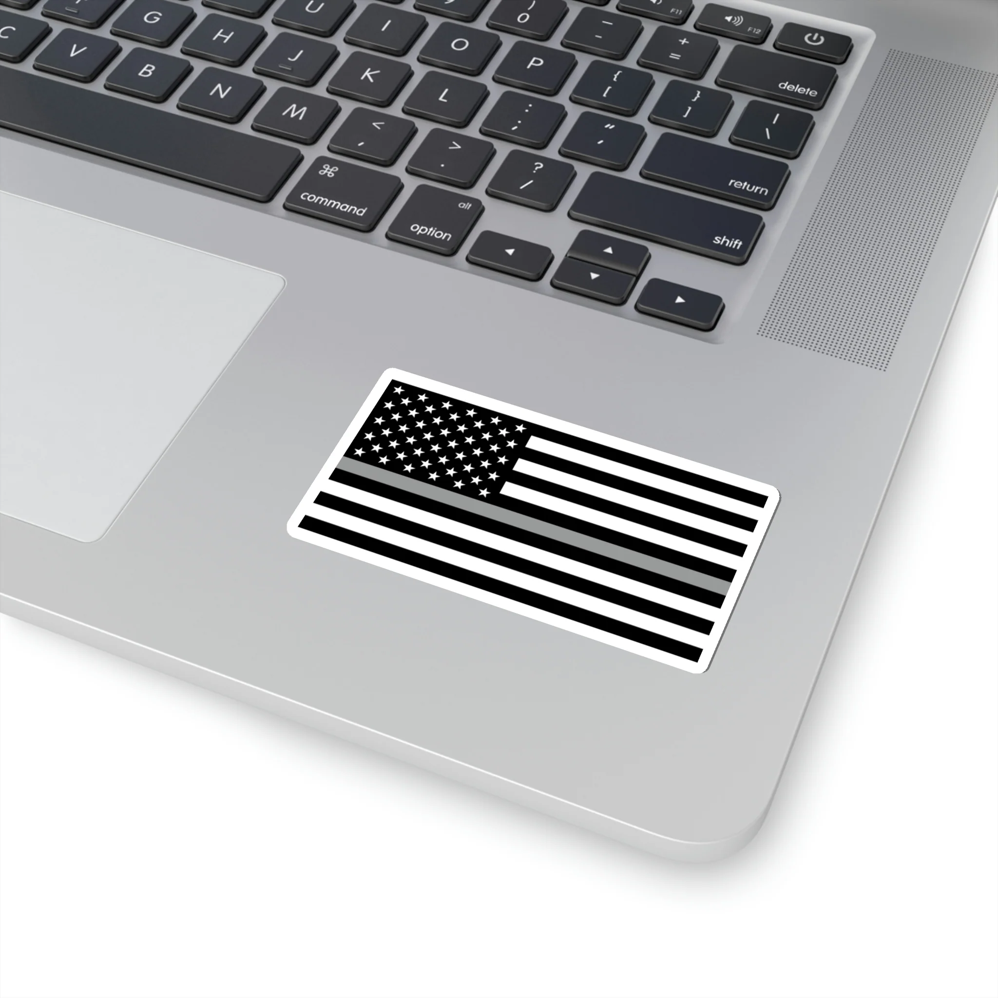 Thin Silver Line Flag Sticker - Image 11
