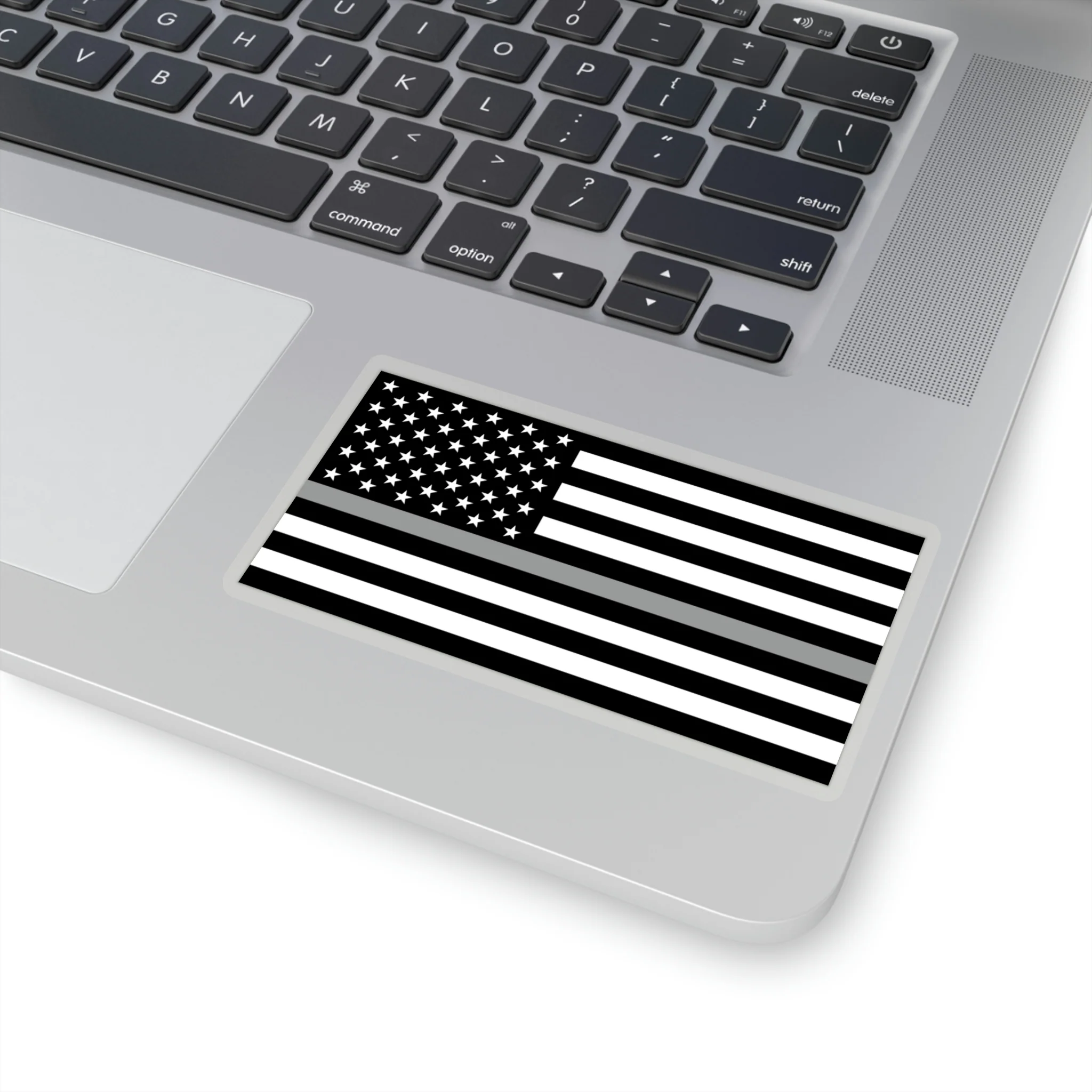 Thin Silver Line Flag Sticker - Image 13