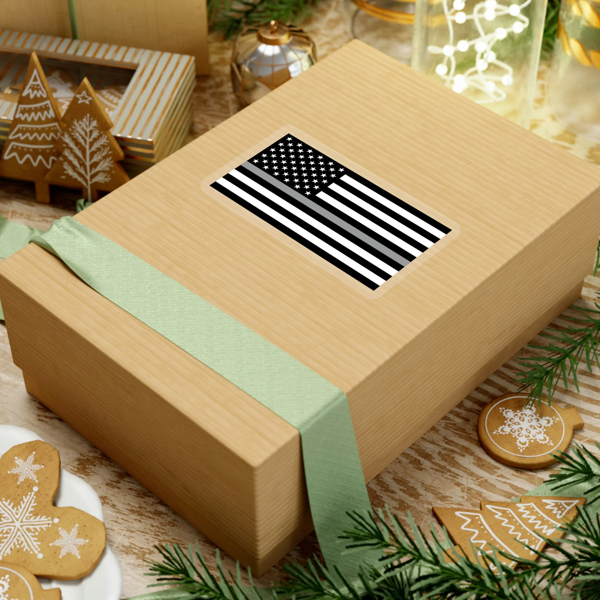 Thin Silver Line Flag Sticker - Image 14