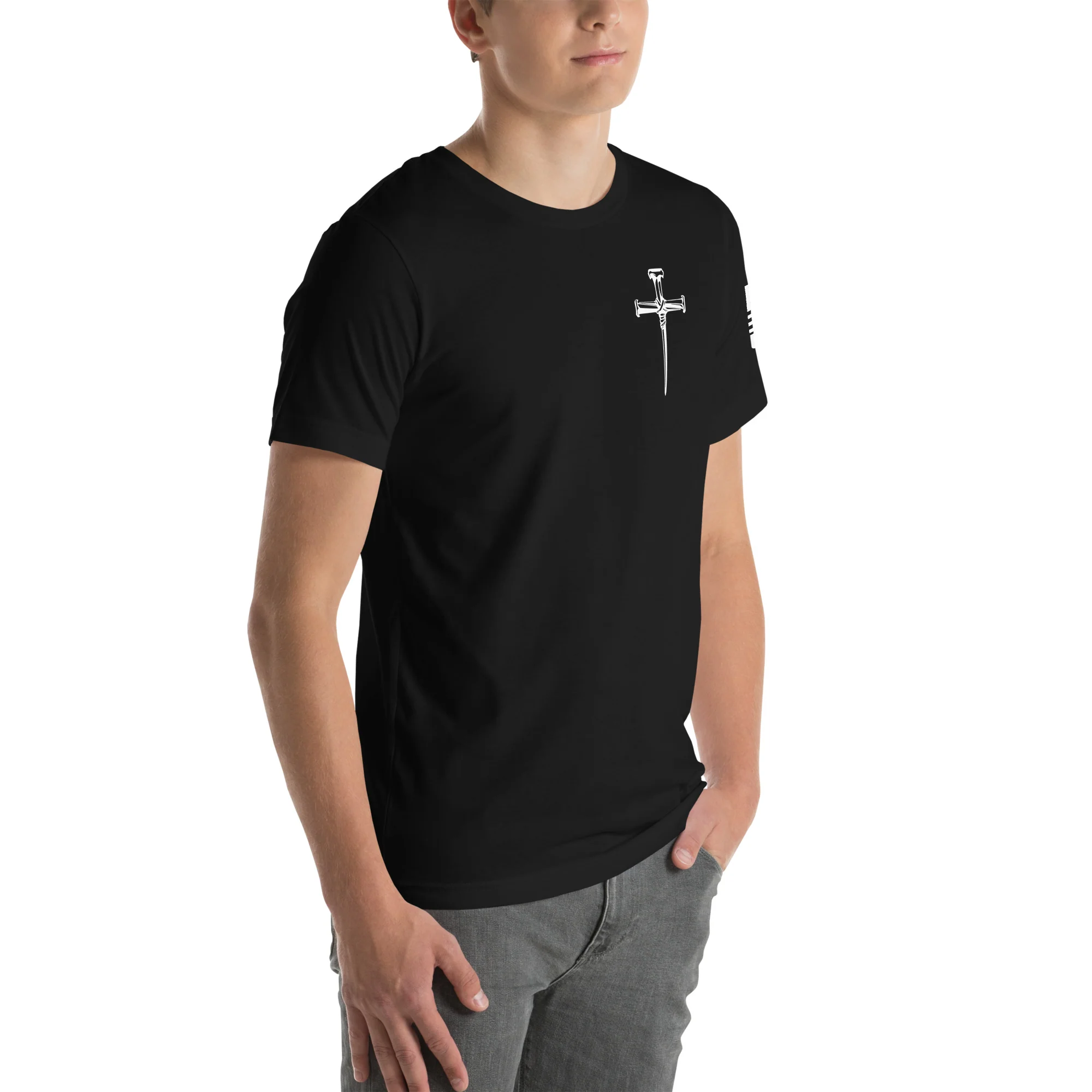 Three Crucifixion Nails Cross T-Shirt | Unisex Tee | DTF Printing - Image 19