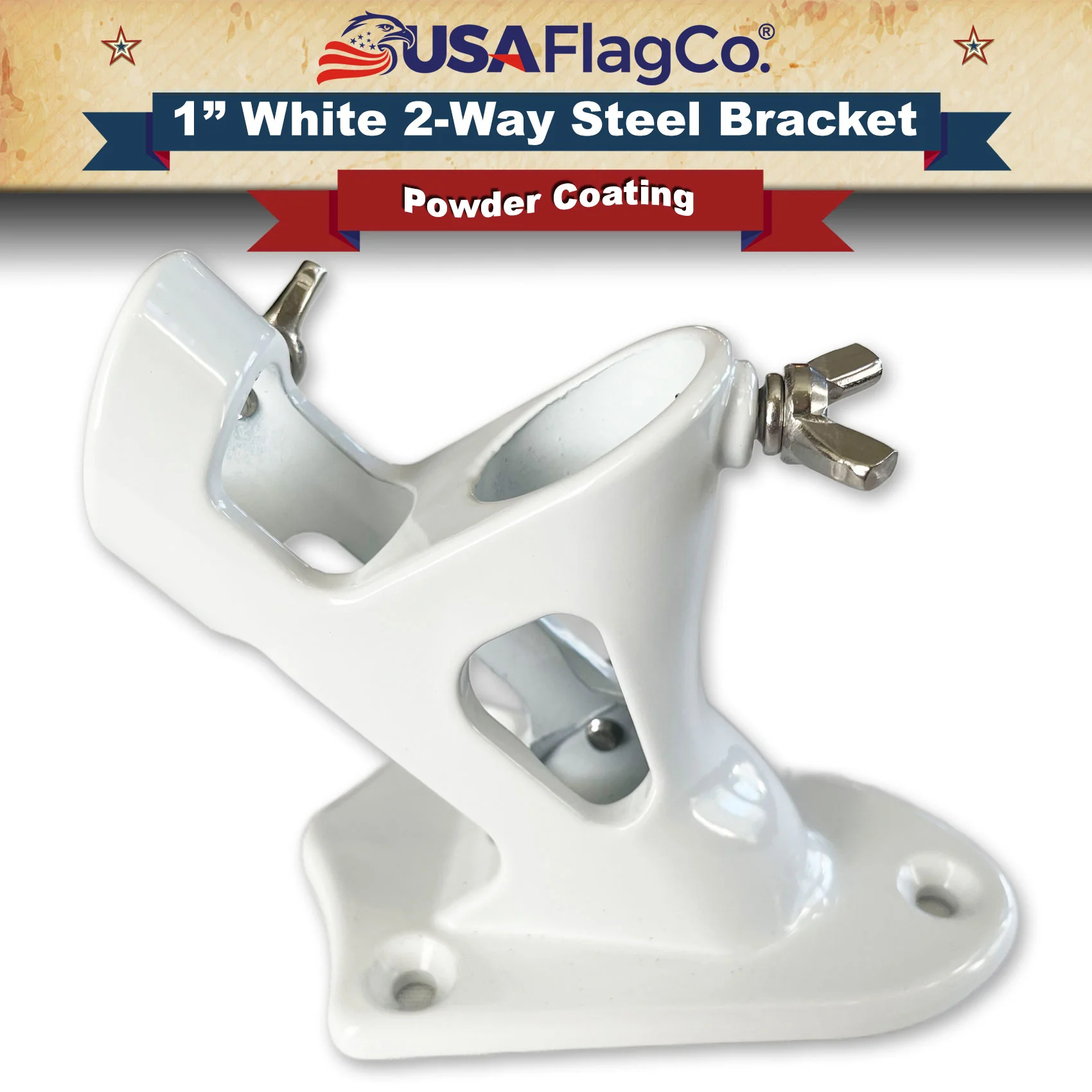 TITAN™ White Stainless Steel Flag Pole Bracket (1-inch Diameter) - Image 4