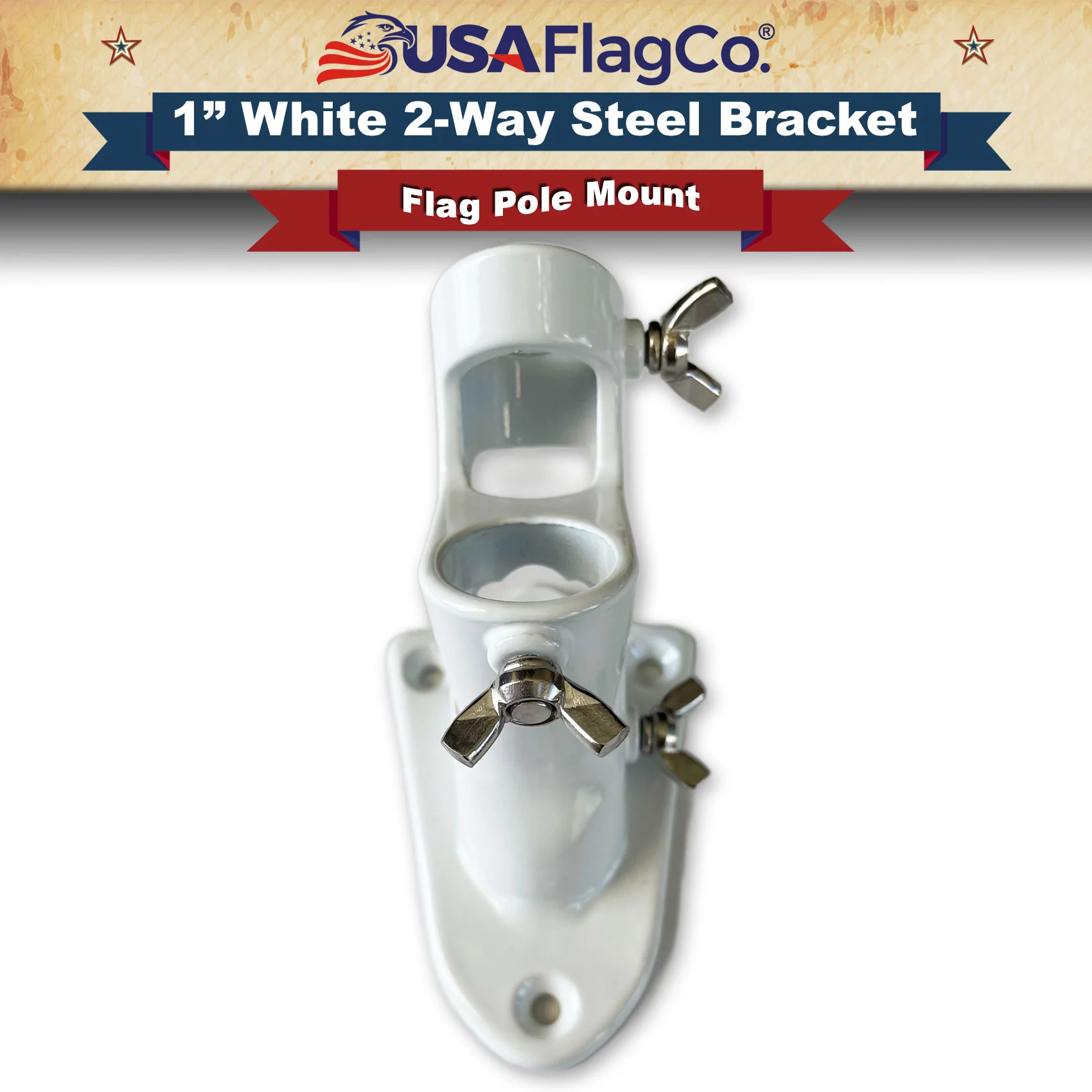 TITAN™ White Stainless Steel Flag Pole Bracket (1-inch Diameter) - Image 5