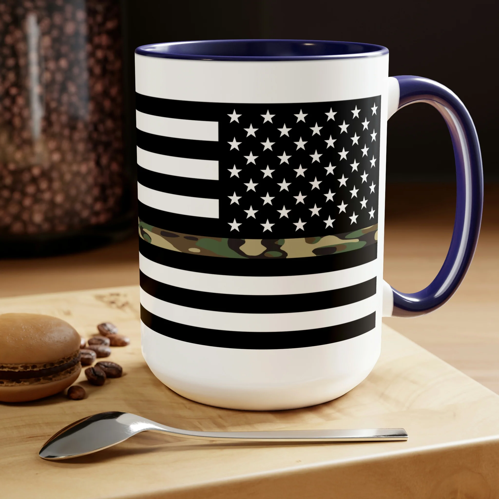 Two-Tone Thin Camo Line Flag Coffee Mugs, 15oz - Image 14